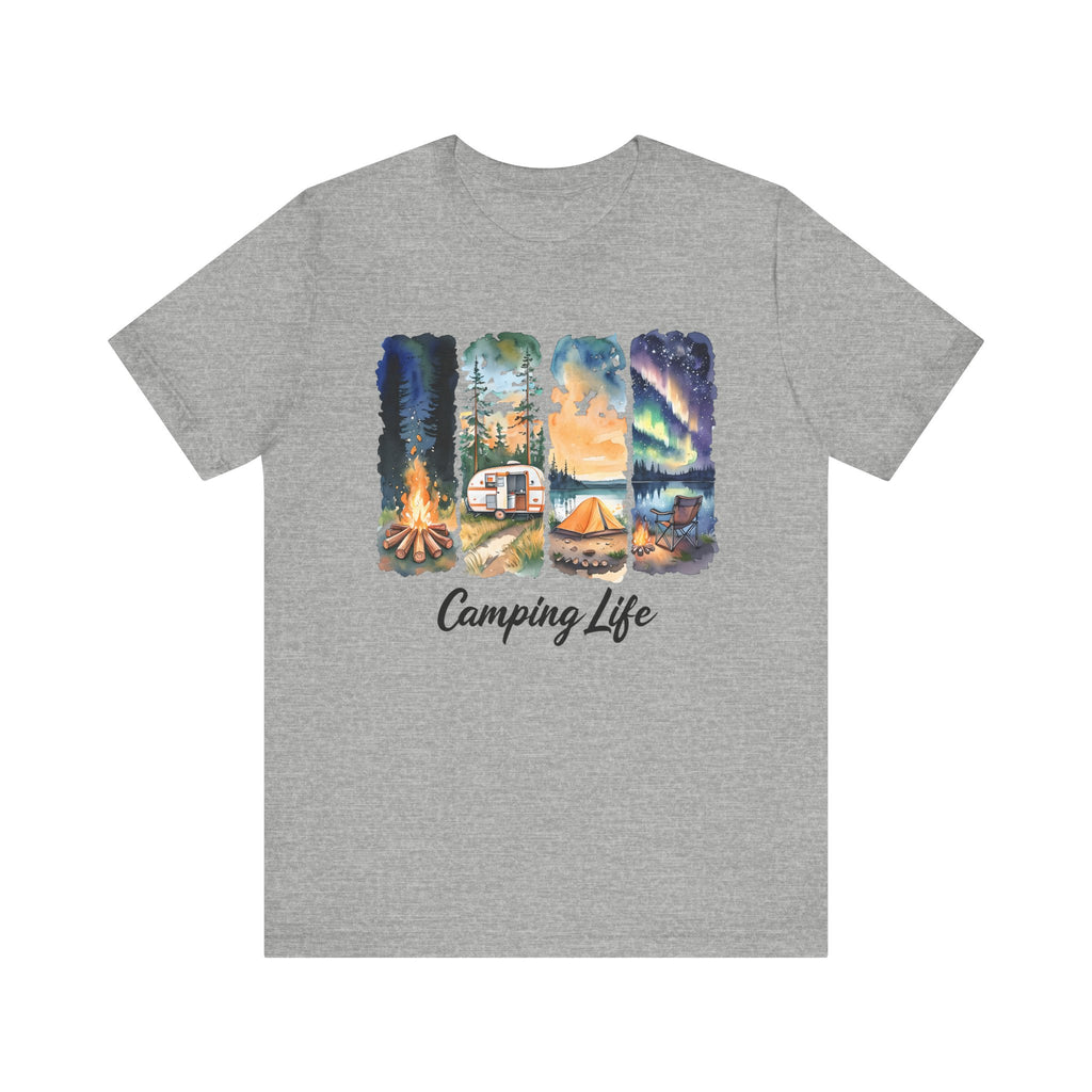 Adventure Awaits. Unisex, Crew Neck, Short Sleeve, Graphic T-Shirt. Camping Life.