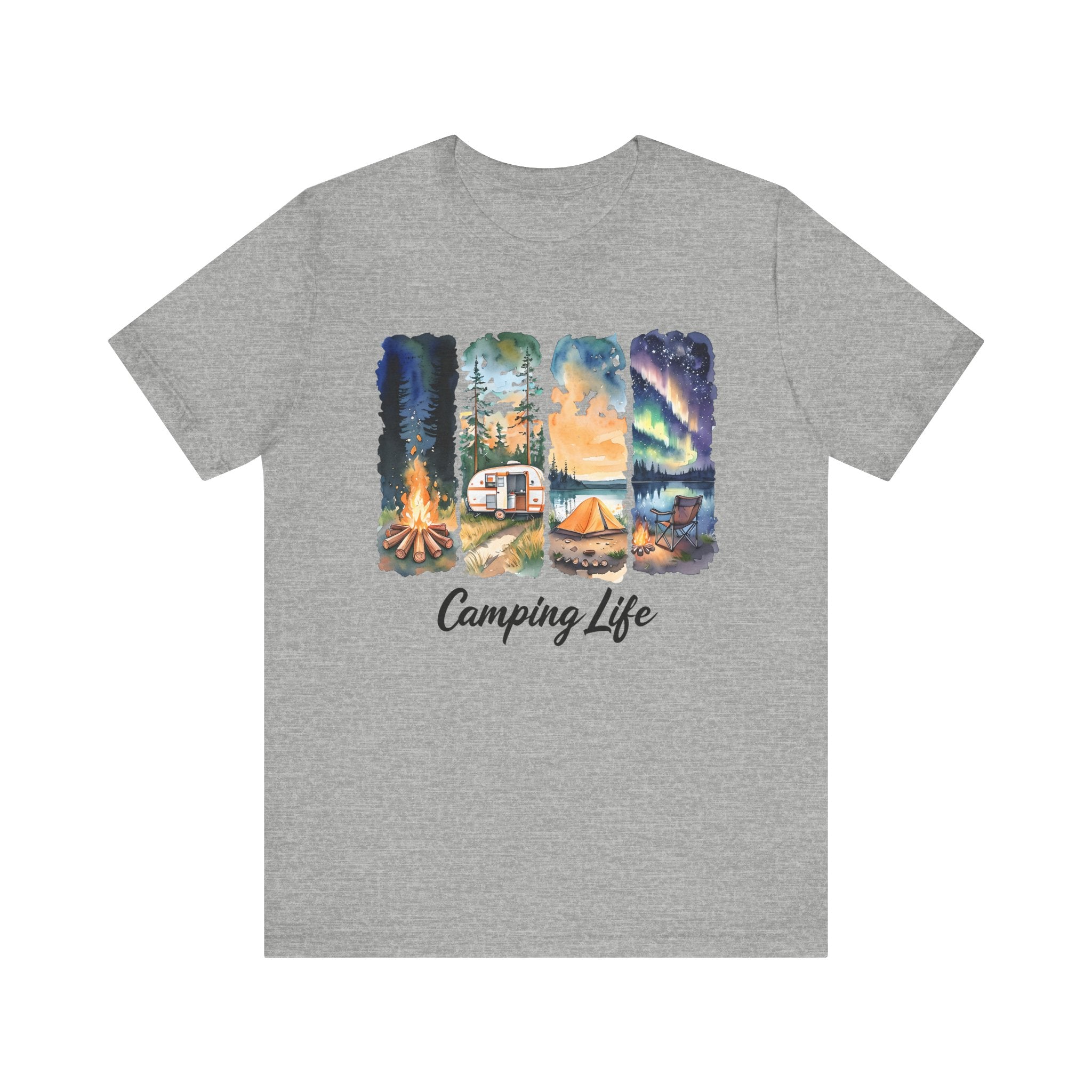 Adventure Awaits. Unisex, Crew Neck, Short Sleeve, Graphic T-Shirt. Camping Life.