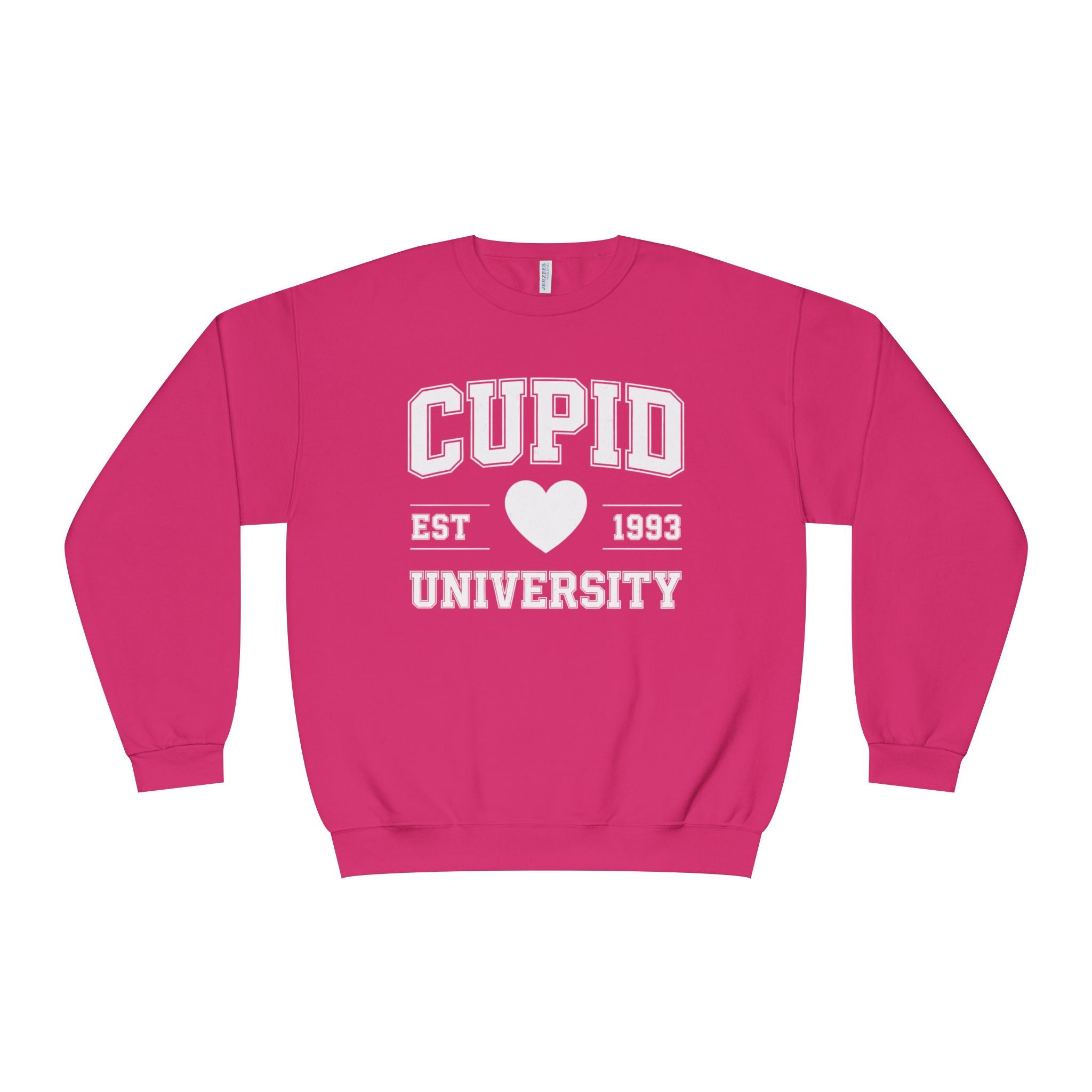 A Valentine Holiday Moon. Ladies, Crew Neck, Medium-Heavy NuBlend fleece/cotton, Graphic Sweatshirt. Cupid University.