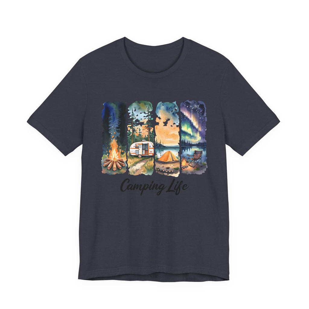 Adventure Awaits. Unisex, Crew Neck, Short Sleeve, Graphic T-Shirt. Camping Life.