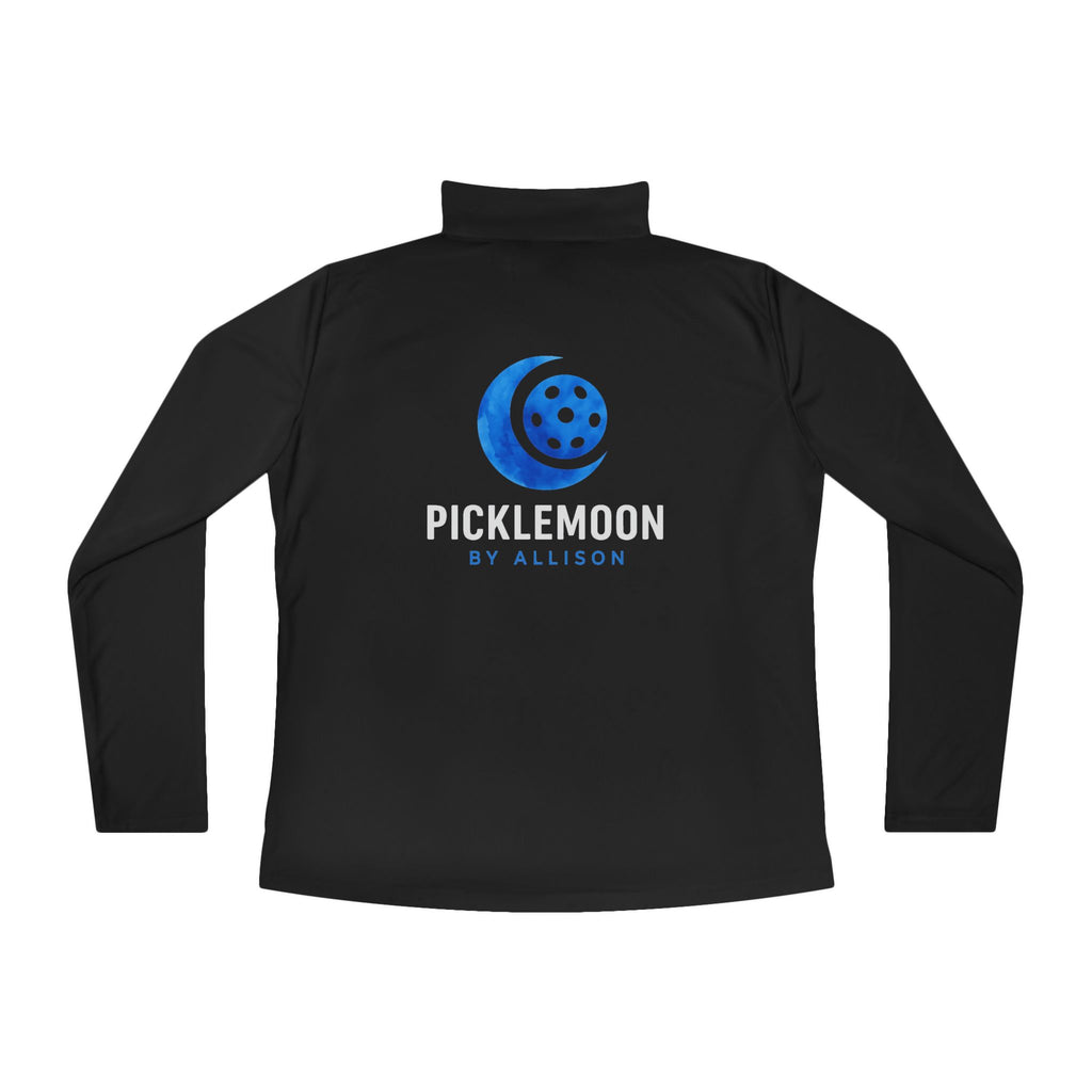Picklemoon Swag. 1/4 Zip Pullover – Women’s Athletic Quarter Zip – Lightweight Pickleball Jacket – Back Logo Performance Top.