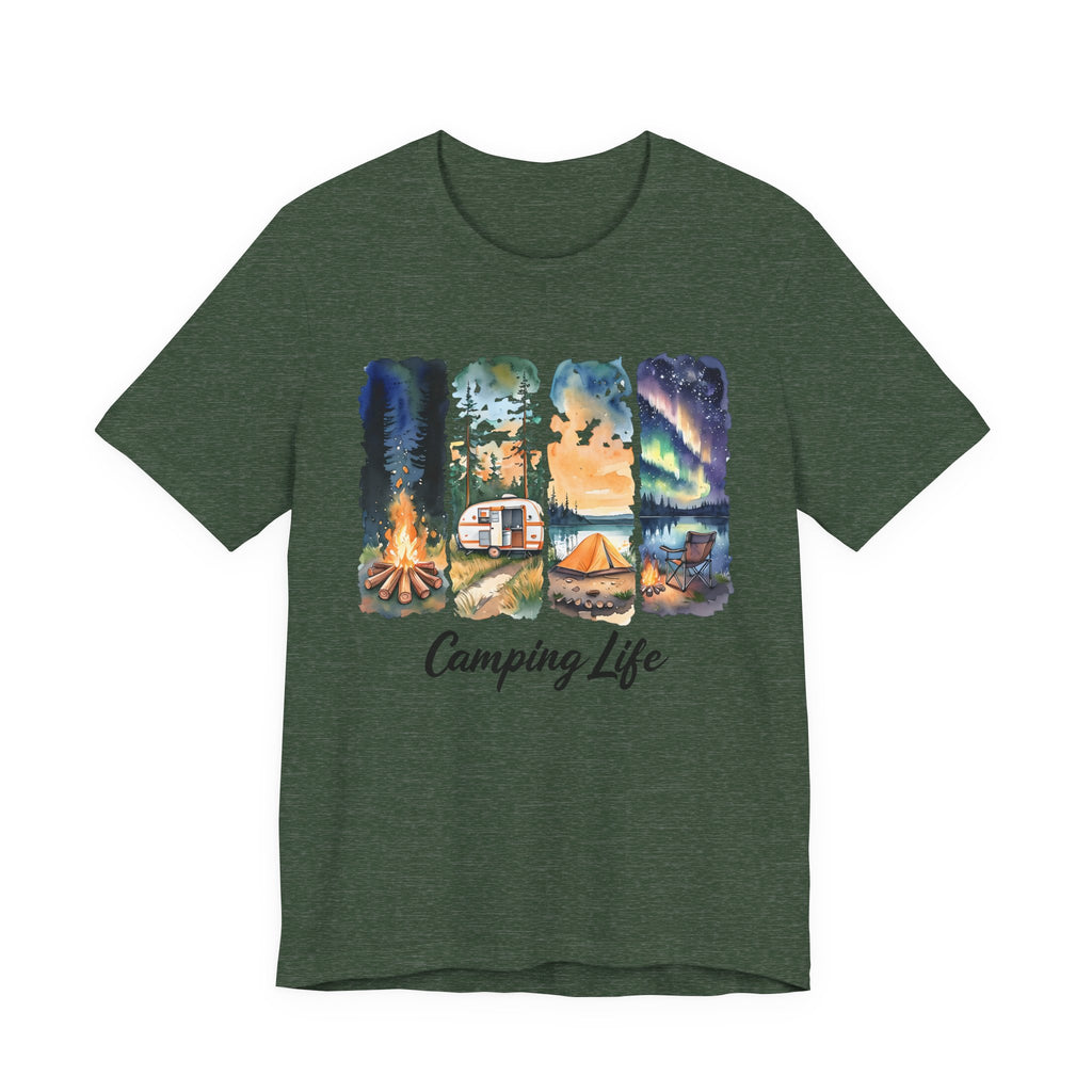 Adventure Awaits. Unisex, Crew Neck, Short Sleeve, Graphic T-Shirt. Camping Life.