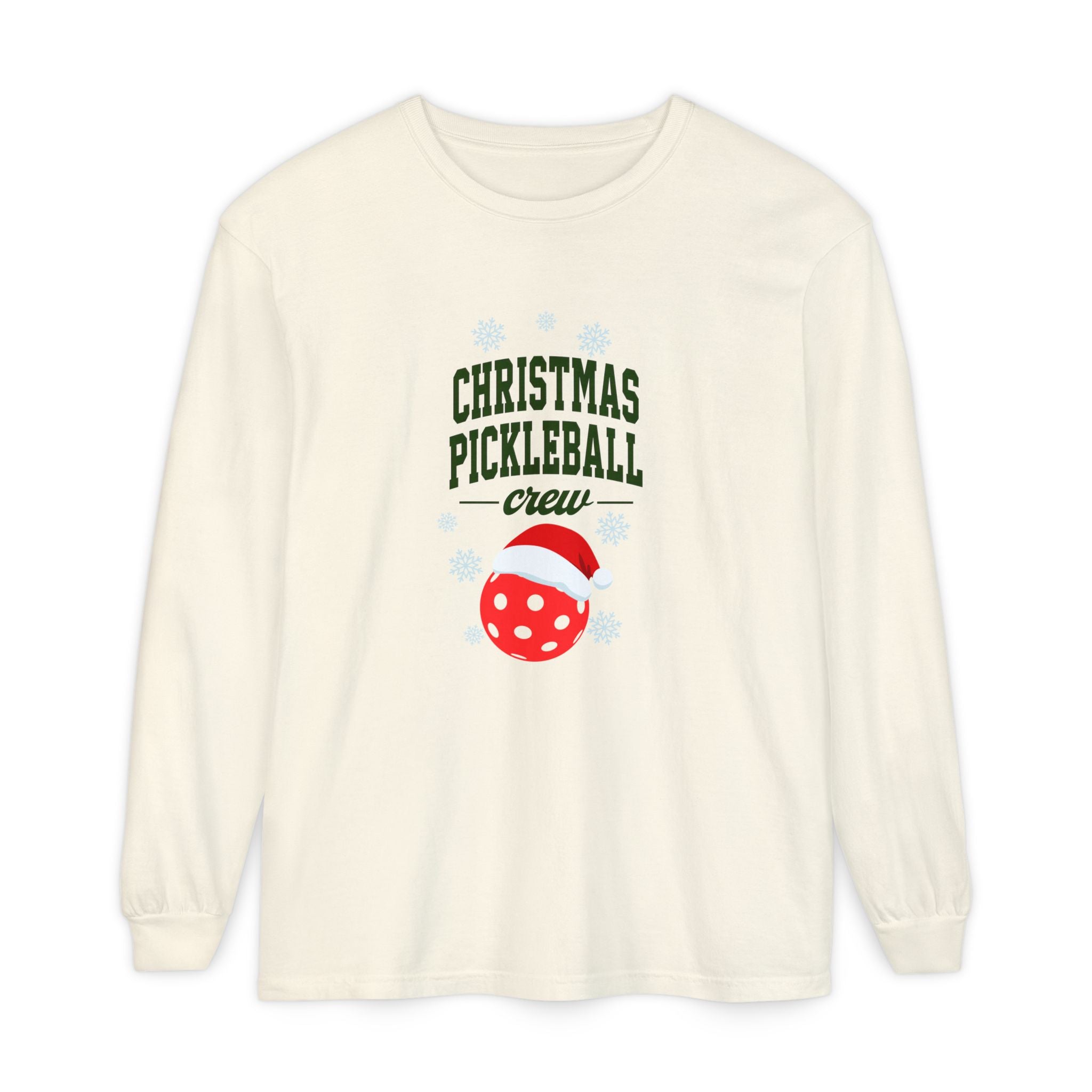 Holiday Moon. Unisex, Crew Neck, Long Sleeve, Graphic T-Shirt. Christmas Pickleball Crew.