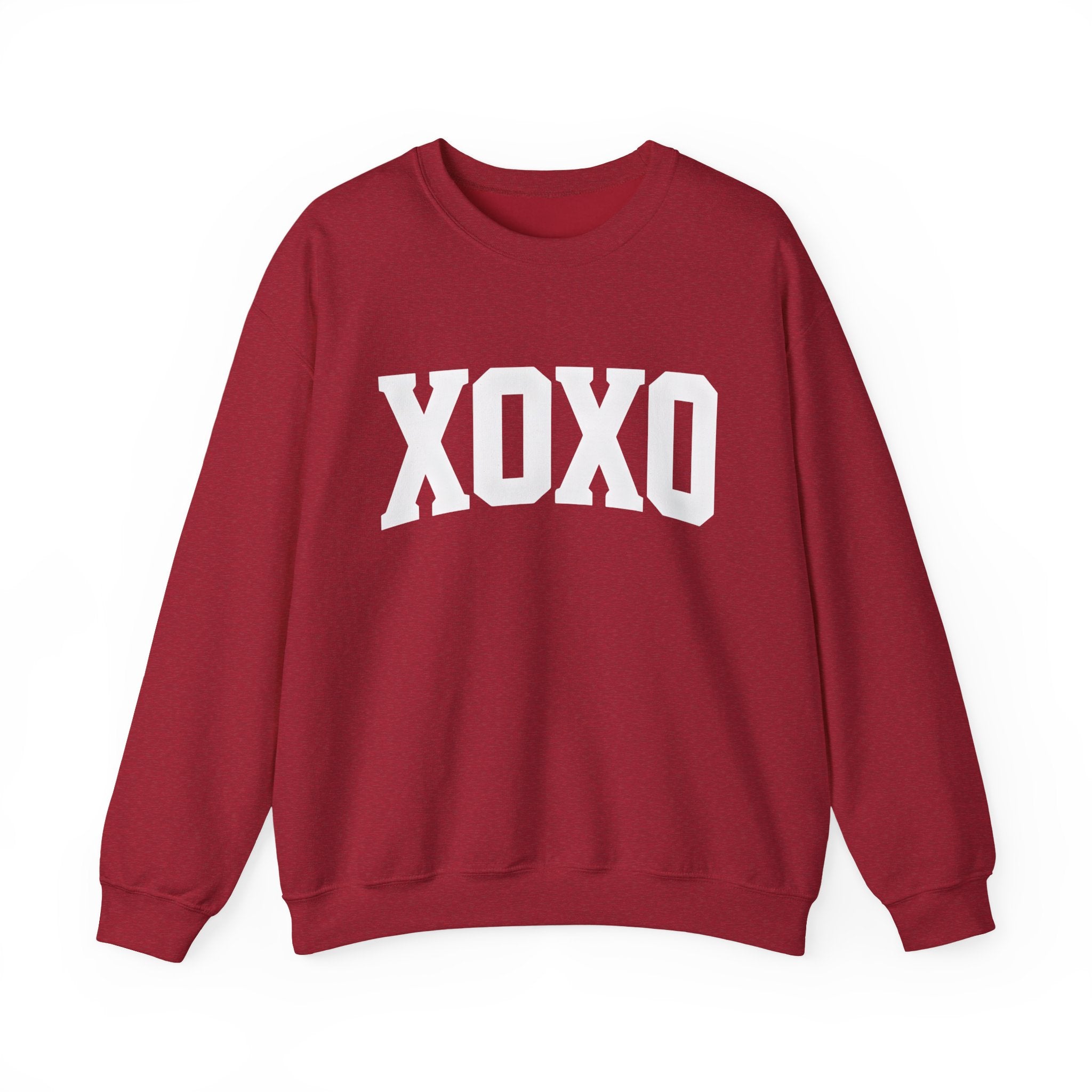 A Valentine Holiday Moon. Ladies, Crew Neck, durable 50/50 cotton poly blend, Graphic Sweatshirt.XOXO.
