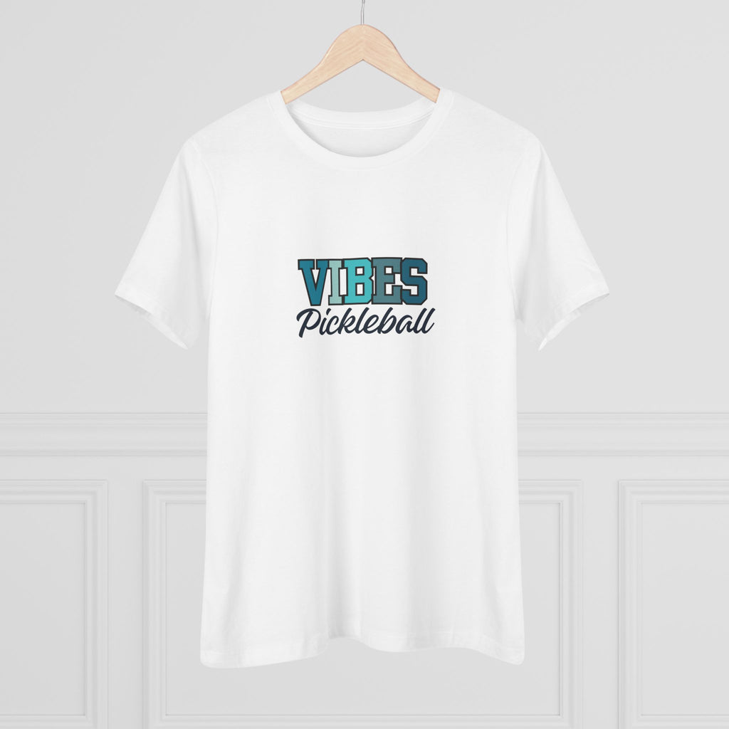 Pickleball. Women's Crew Neck, Short Sleeve, Graphic T-Shirt.  Pickleball Vibes.