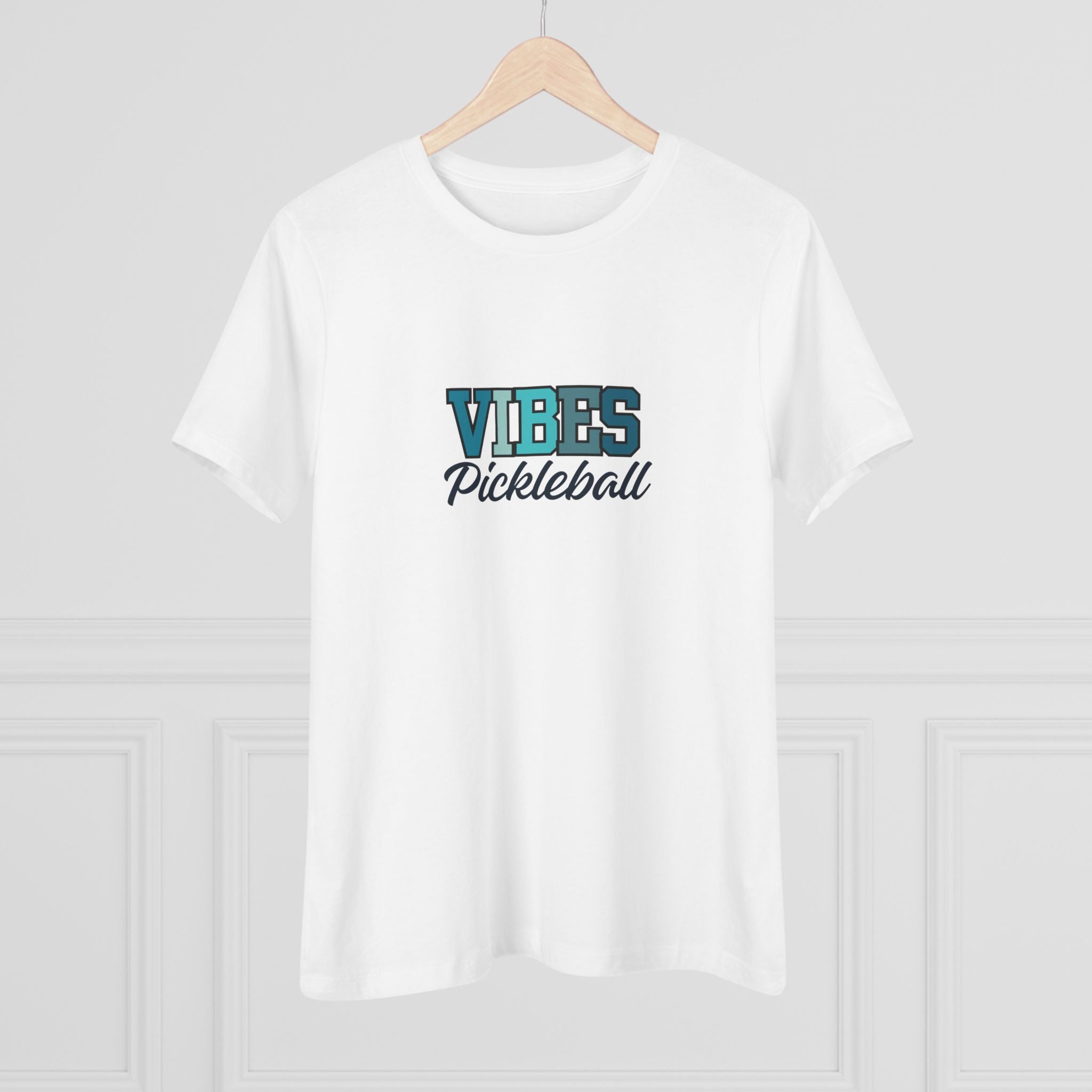 Pickleball. Women's Crew Neck, Short Sleeve, Graphic T-Shirt.  Pickleball Vibes.