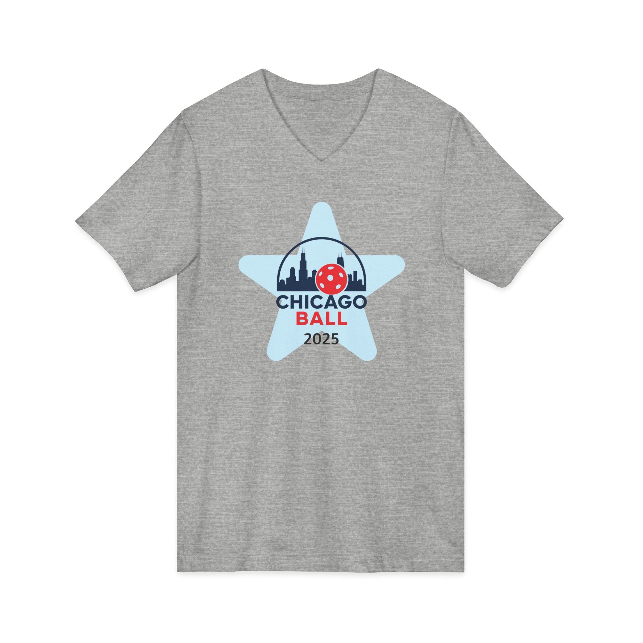 Pickleball. Unisex V-Neck,  Short sleeve, Graphic T-Shirt. Chicago Star 2025.