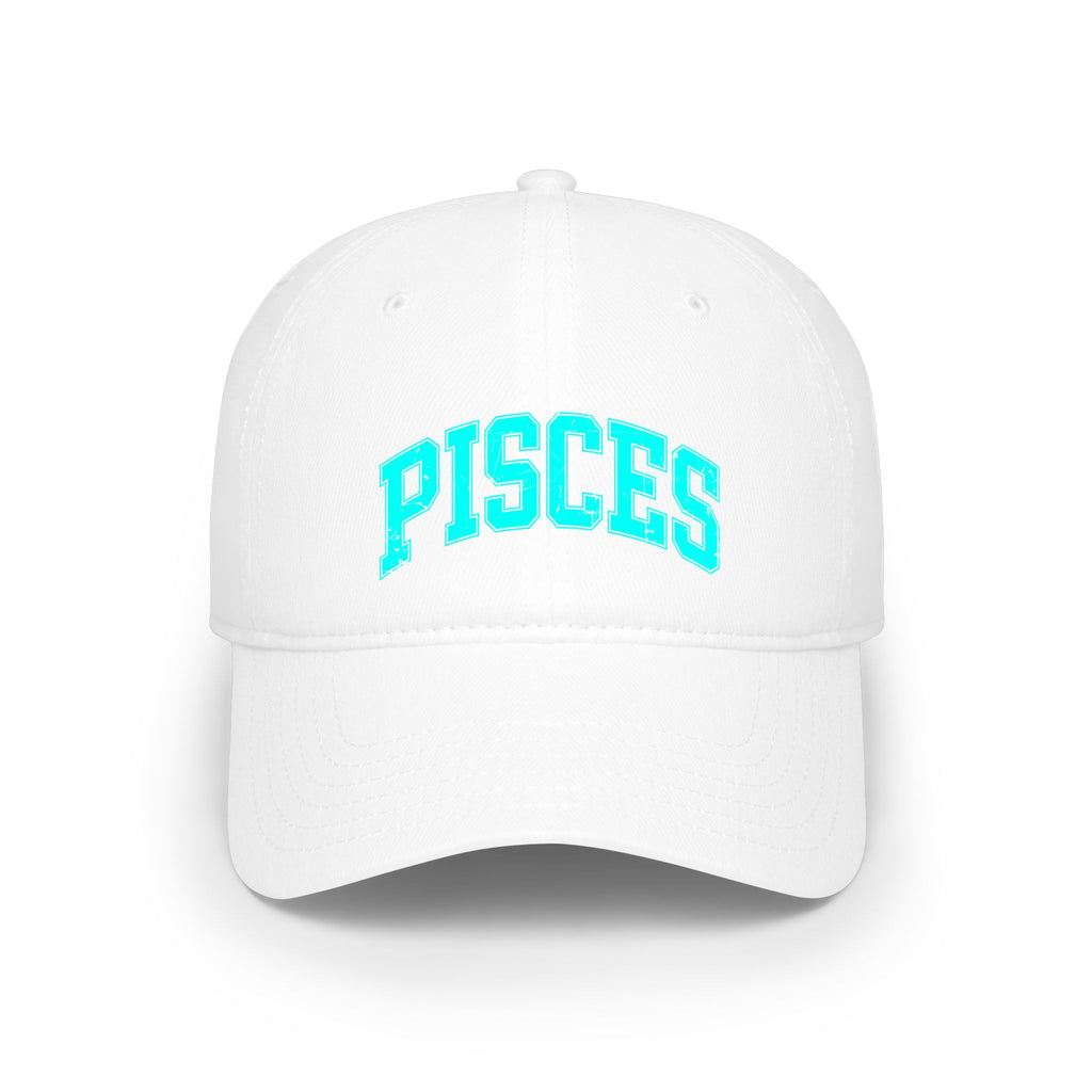 The Zodiac Collection. Low Profile Baseball Cap.  Pisces in Neon Aqua.