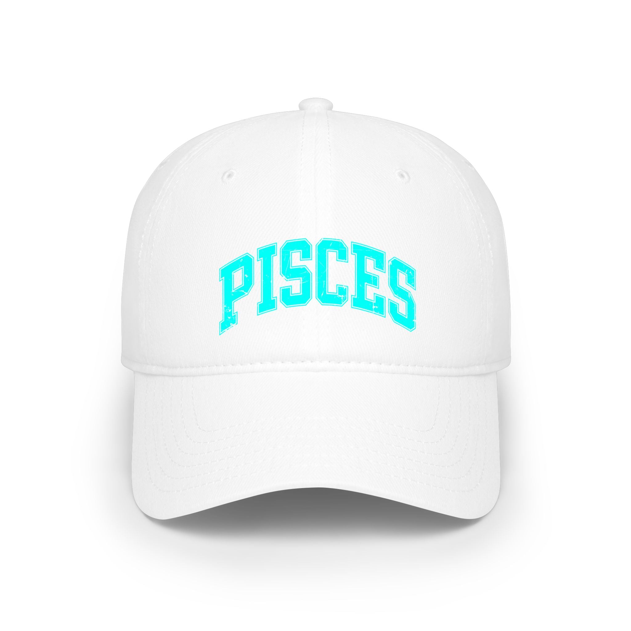 The Zodiac Collection. Low Profile Baseball Cap.  Pisces in Neon Aqua.