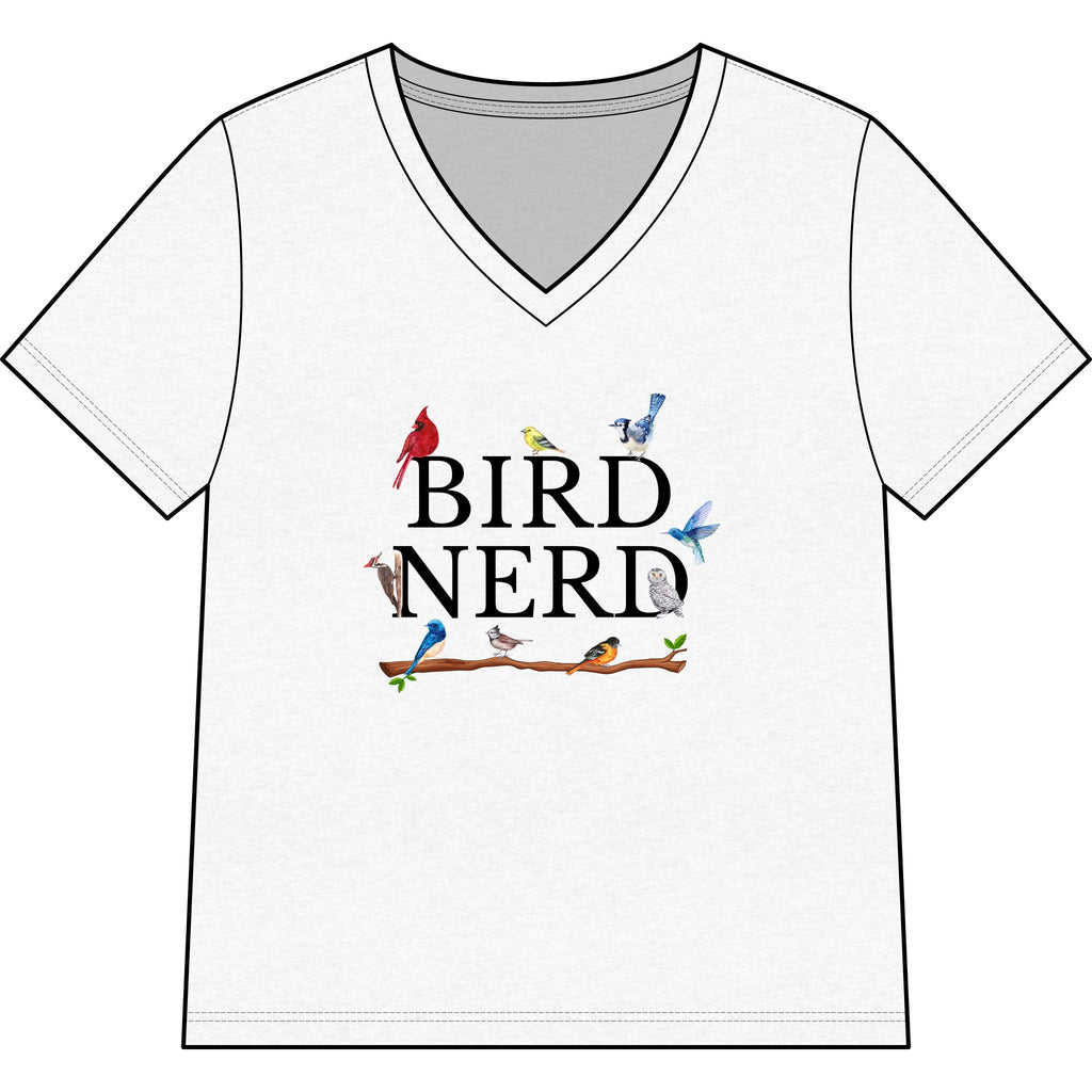 Wild at Heart Collection. Bird Nerd Birdwatching V-Neck Tee | Bella + Canvas 6405CVC Nature Lover Shirt