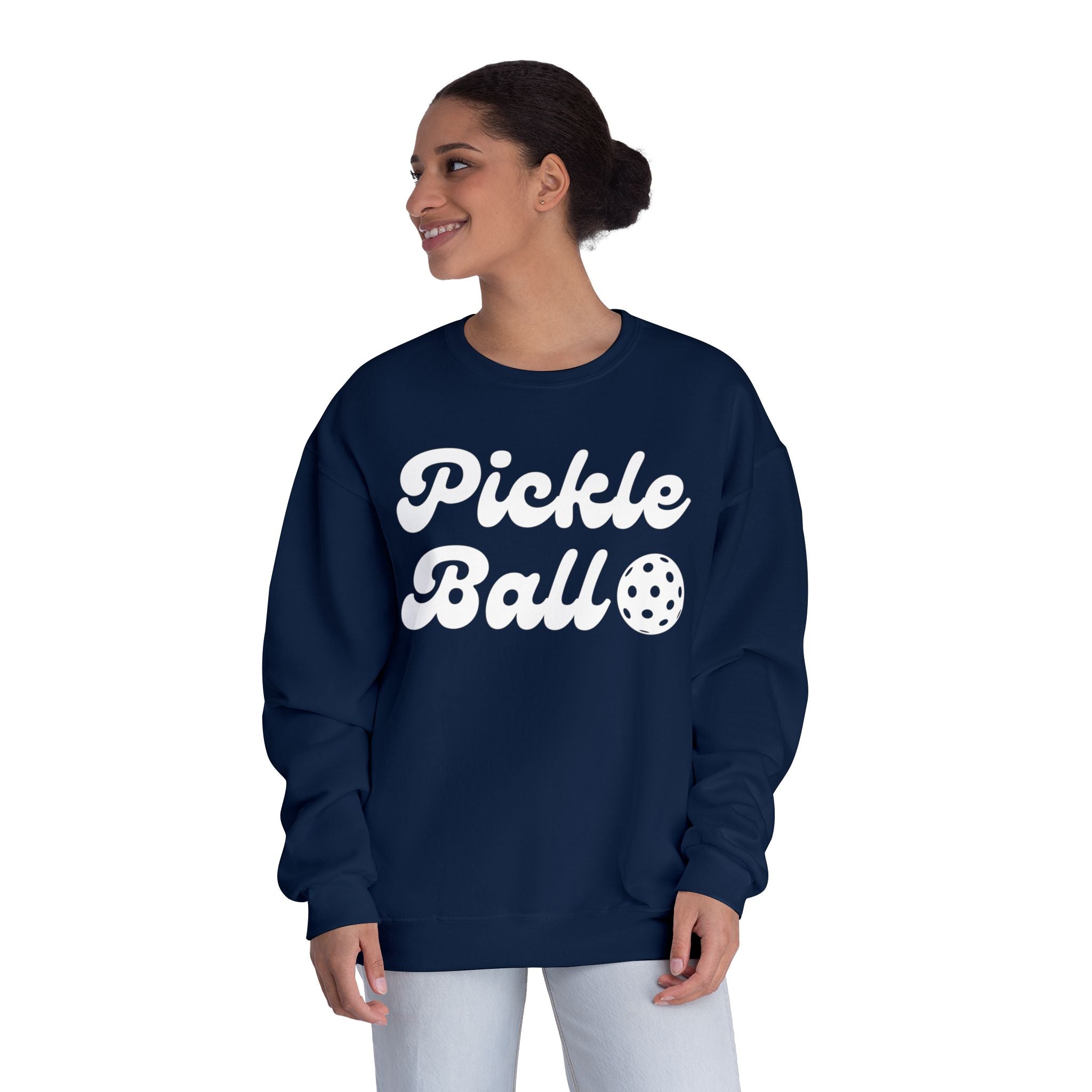 Pickleball. Ladies, Crew Neck, Medium-Heavy NuBlend fleece/cotton, Graphic Sweatshirt. Pickleball. 9 Colors to choose from.