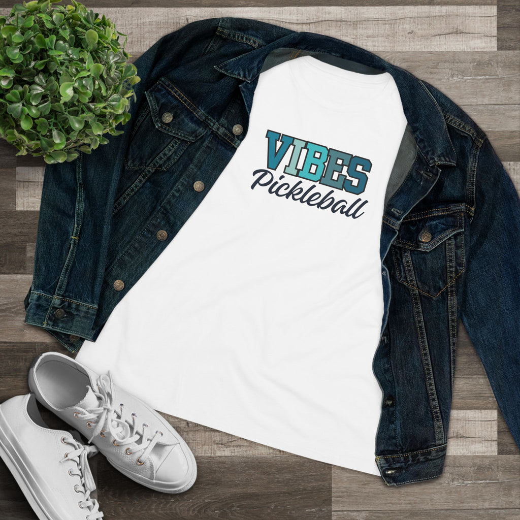 Pickleball. Women's Crew Neck, Short Sleeve, Graphic T-Shirt.  Pickleball Vibes.