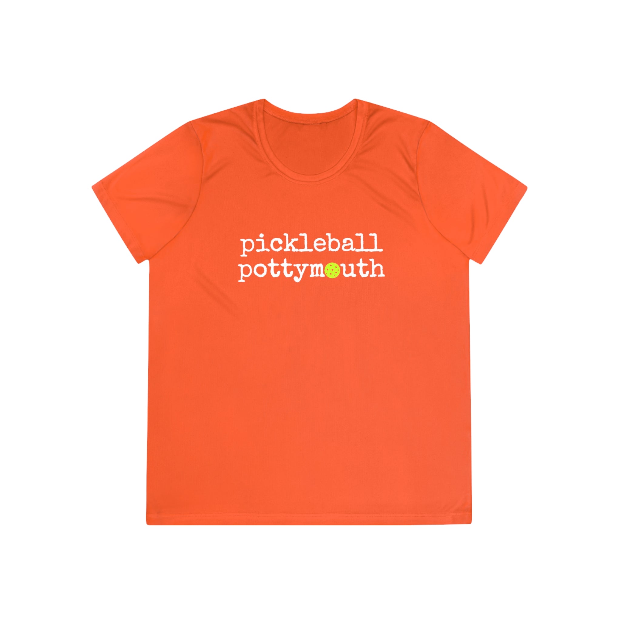 A New Pickleball Dryfit.  Ladies, crew neck, short sleeve, moisture-wicking fabric, graphic tee. Pickleball Pottymouth.
