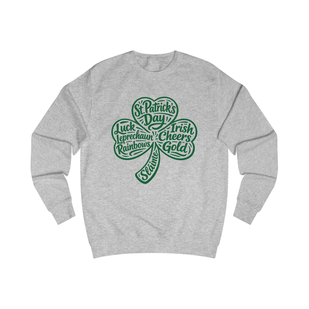 Lucky Moon. Crew neck, medium-heavy, graphic sweatshirt. Shamrock.