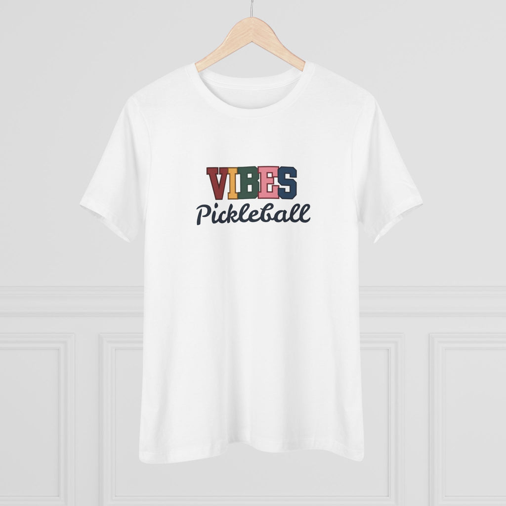 Pickleball. Women's Crew Neck, Short Sleeve, Graphic T-Shirt.  Pickleball Vibes.