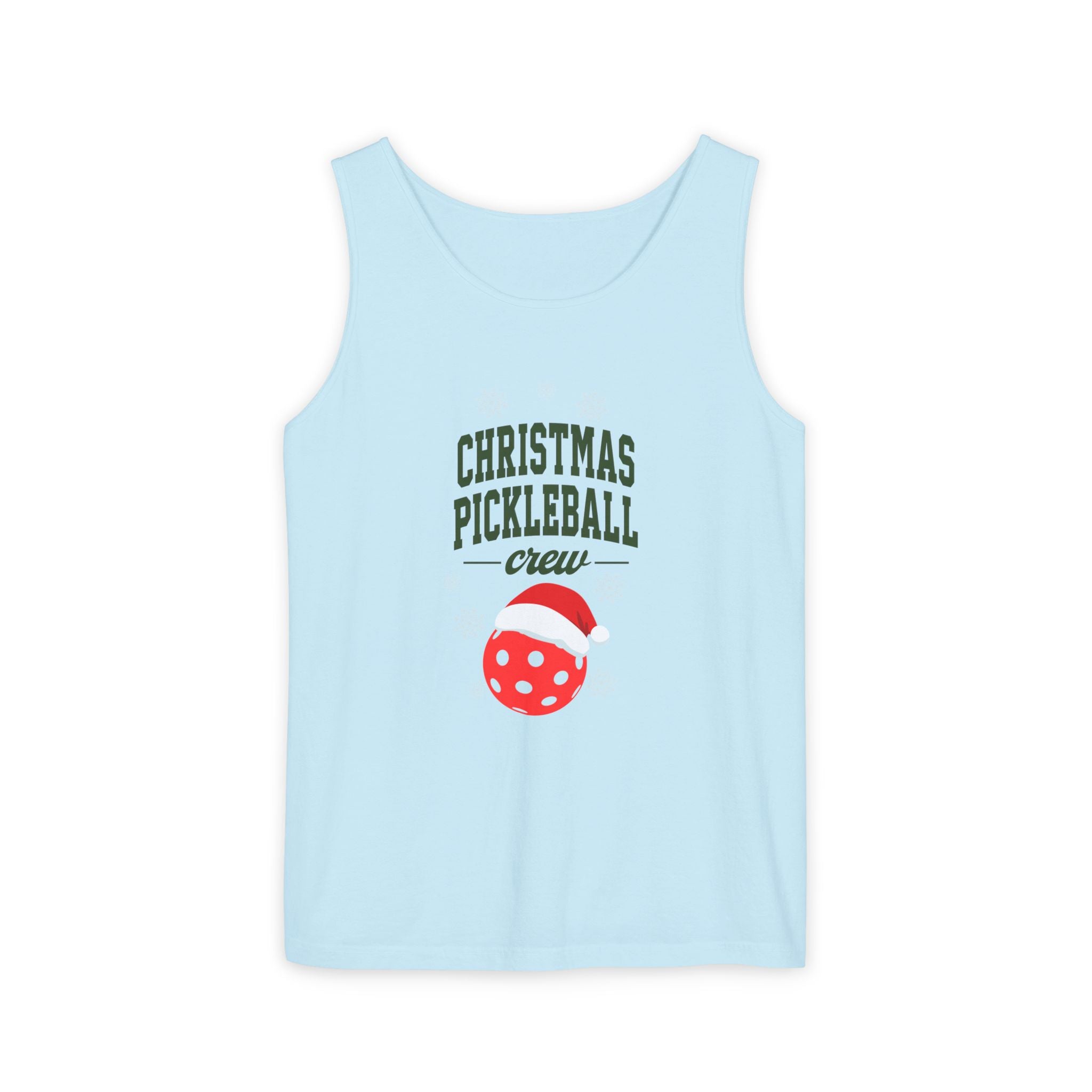 Holiday Moon. Unisex, Lightweight, Cotton, Graphic Tank. Christmas Pickleball Crew.