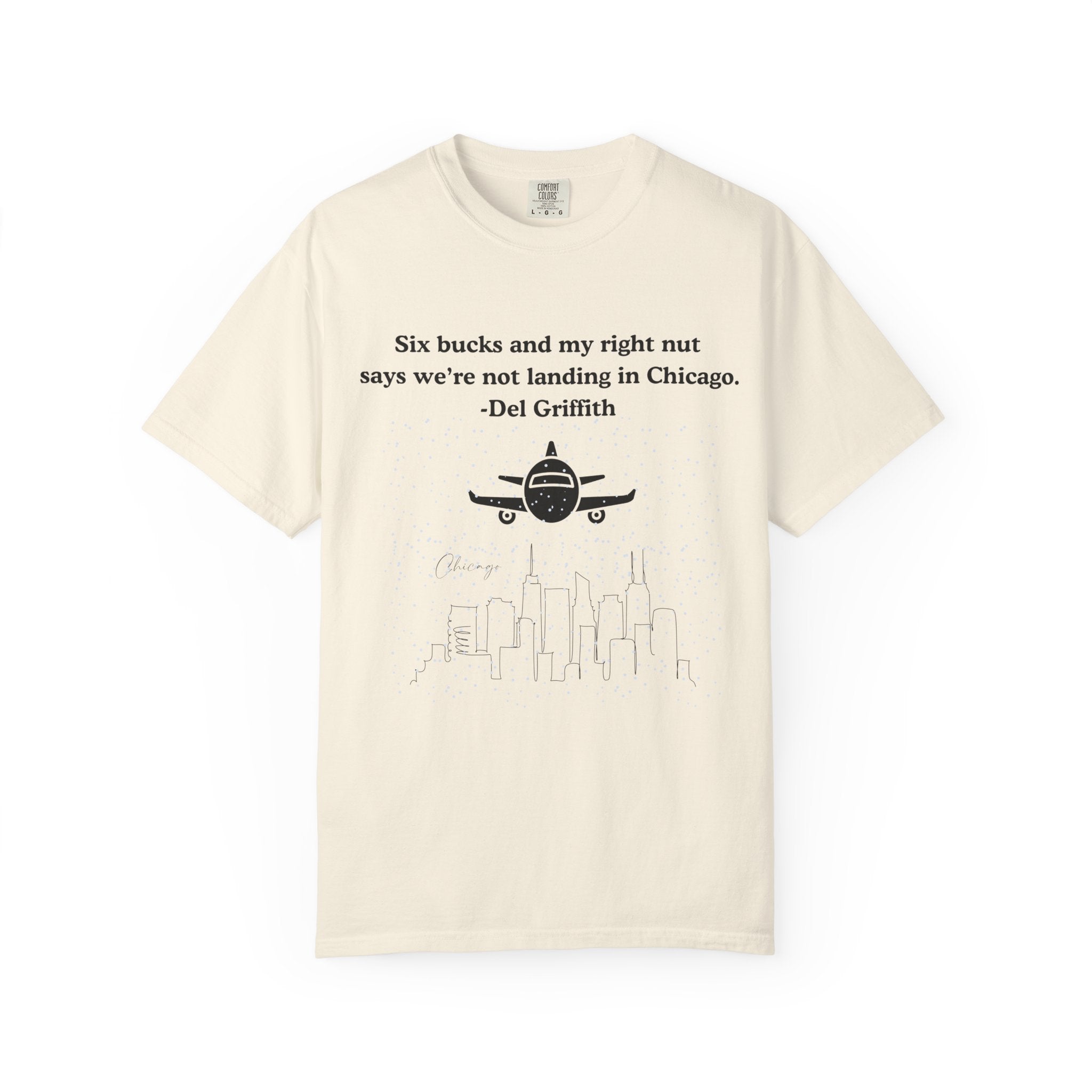 Holiday Moon. Unisex, Garment-Dyed, Crew Neck, Short Sleeve, Graphic T-Shirt. Six bucks . .