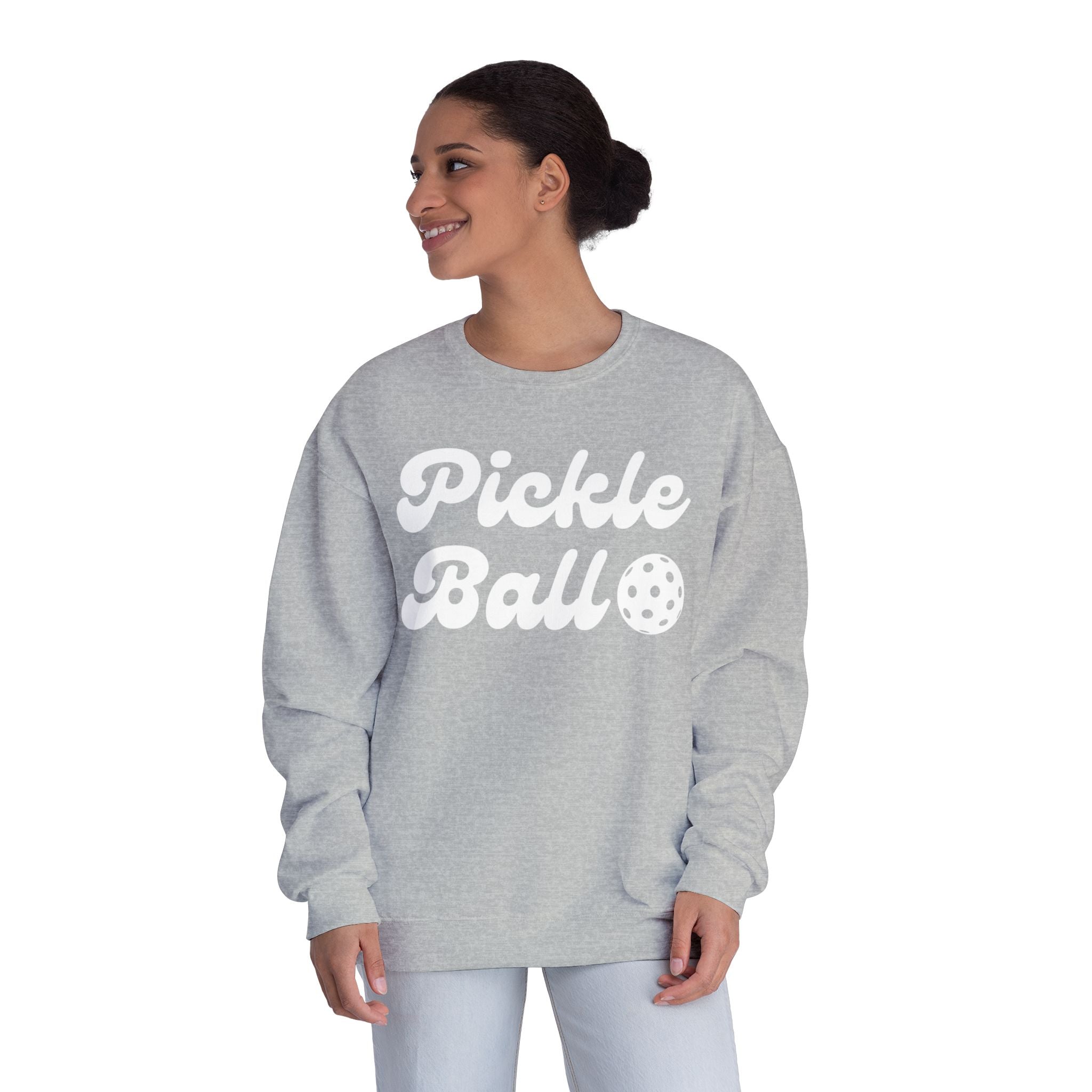 Pickleball. Ladies, Crew Neck, Medium-Heavy NuBlend fleece/cotton, Graphic Sweatshirt. Pickleball. 9 Colors to choose from.