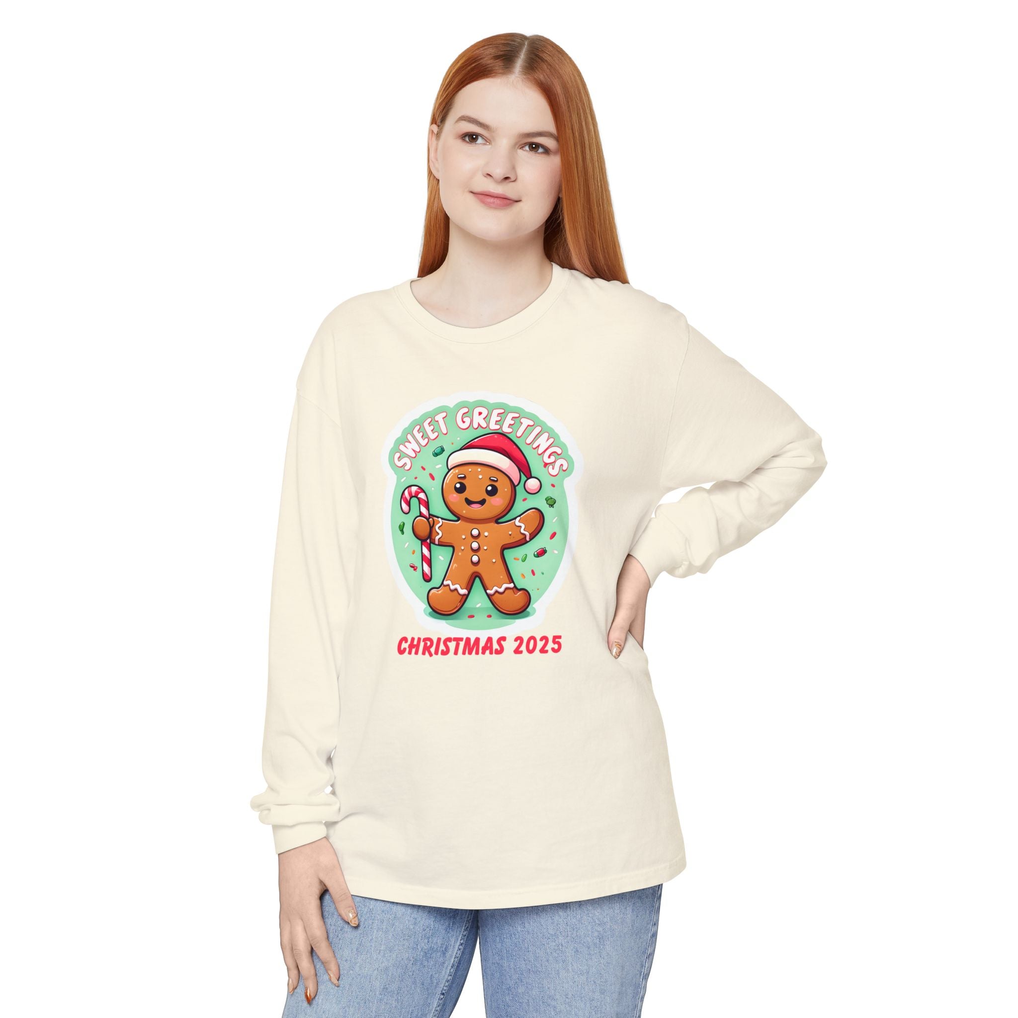 Holiday Moon. Unisex, Crew Neck, Long Sleeve, Graphic T-Shirt. Sweet Greetings.