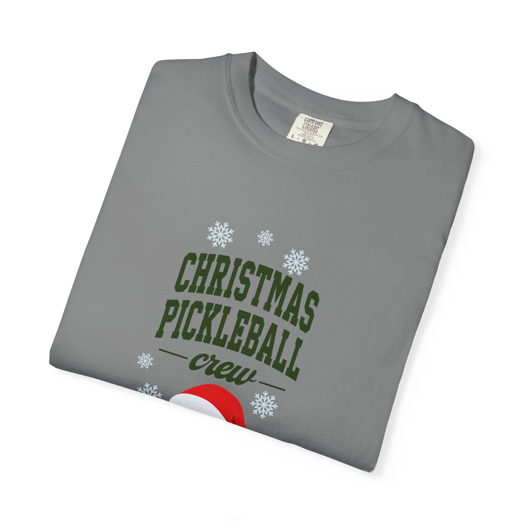 Holiday Moon. Unisex, Garment-Dyed, Crew Neck, Short Sleeve, Graphic T-Shirt. Christmas Pickleball Crew.