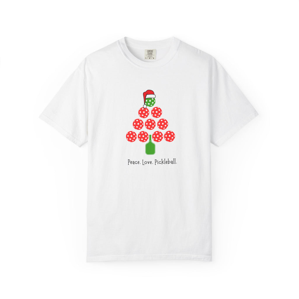 Holiday Moon. Unisex, Garment-Dyed, Crew Neck, Short Sleeve, Graphic T-Shirt. Peace.Love.Pickleball.
