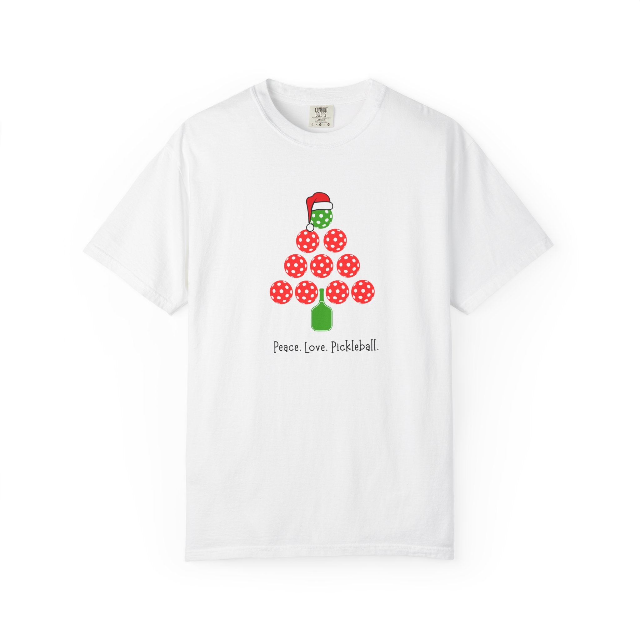 Holiday Moon. Unisex, Garment-Dyed, Crew Neck, Short Sleeve, Graphic T-Shirt. Peace.Love.Pickleball.