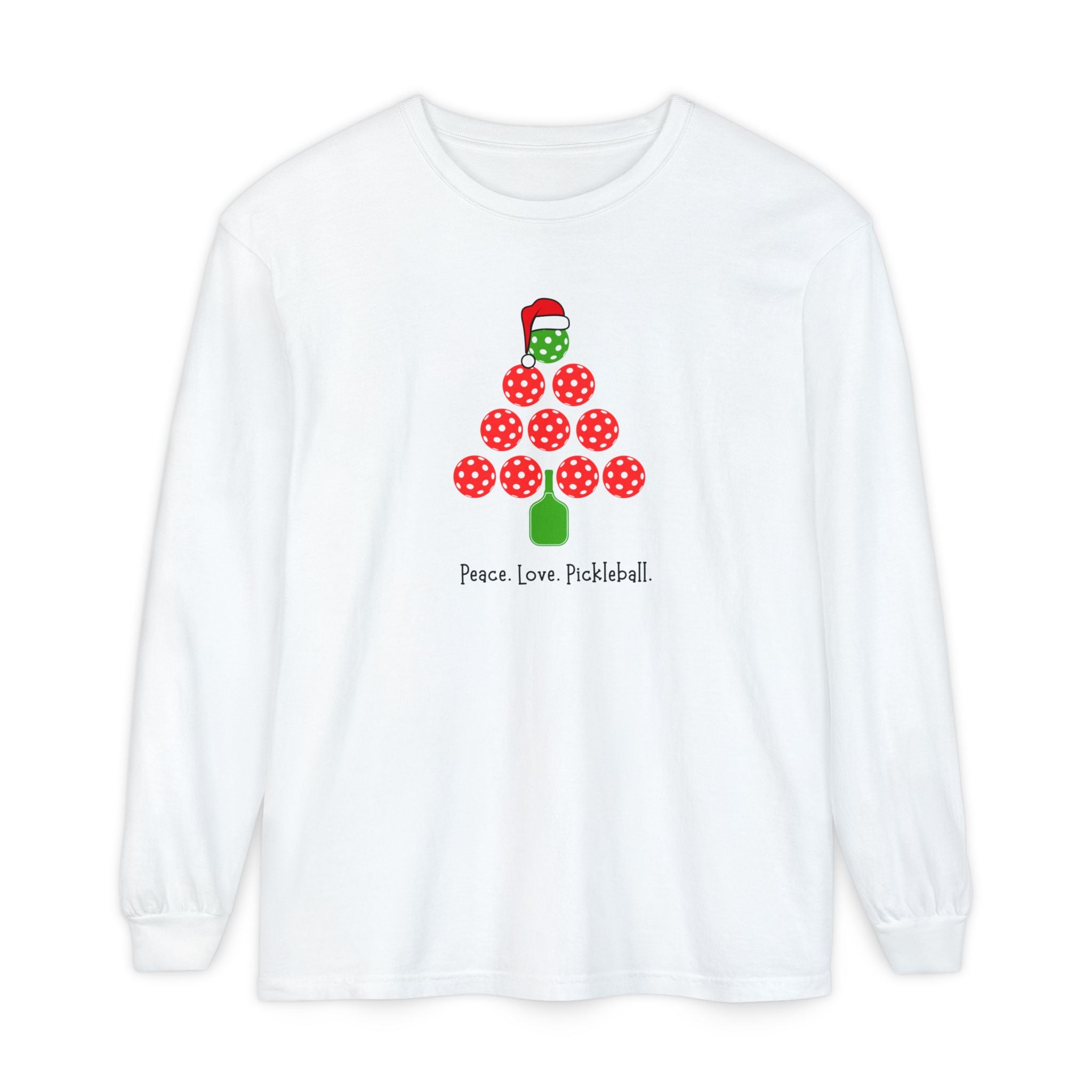 Holiday Moon. Unisex, Crew Neck, Long Sleeve, Graphic T-Shirt. Peace.Love.Pickleball.