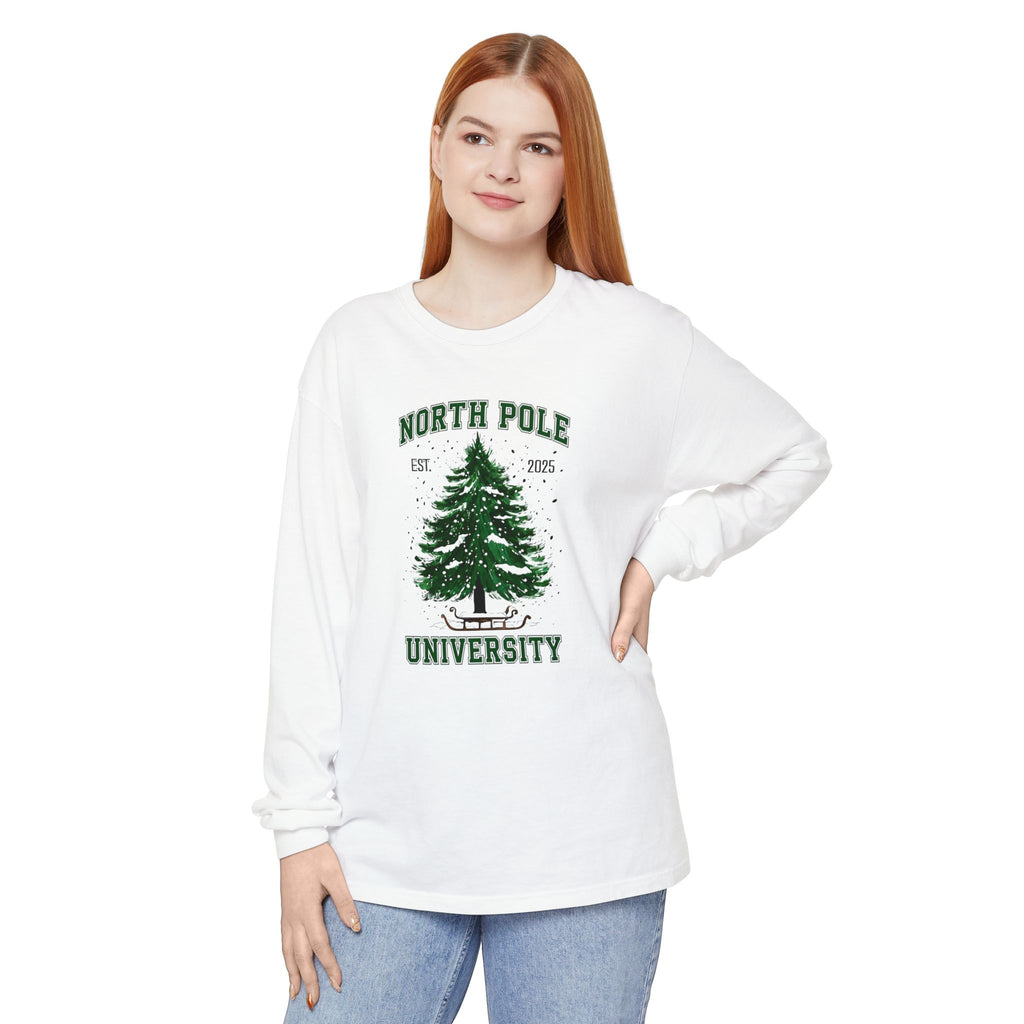 Holiday Moon. Unisex, Crew Neck, Long Sleeve, Graphic T-Shirt. North Pole University.