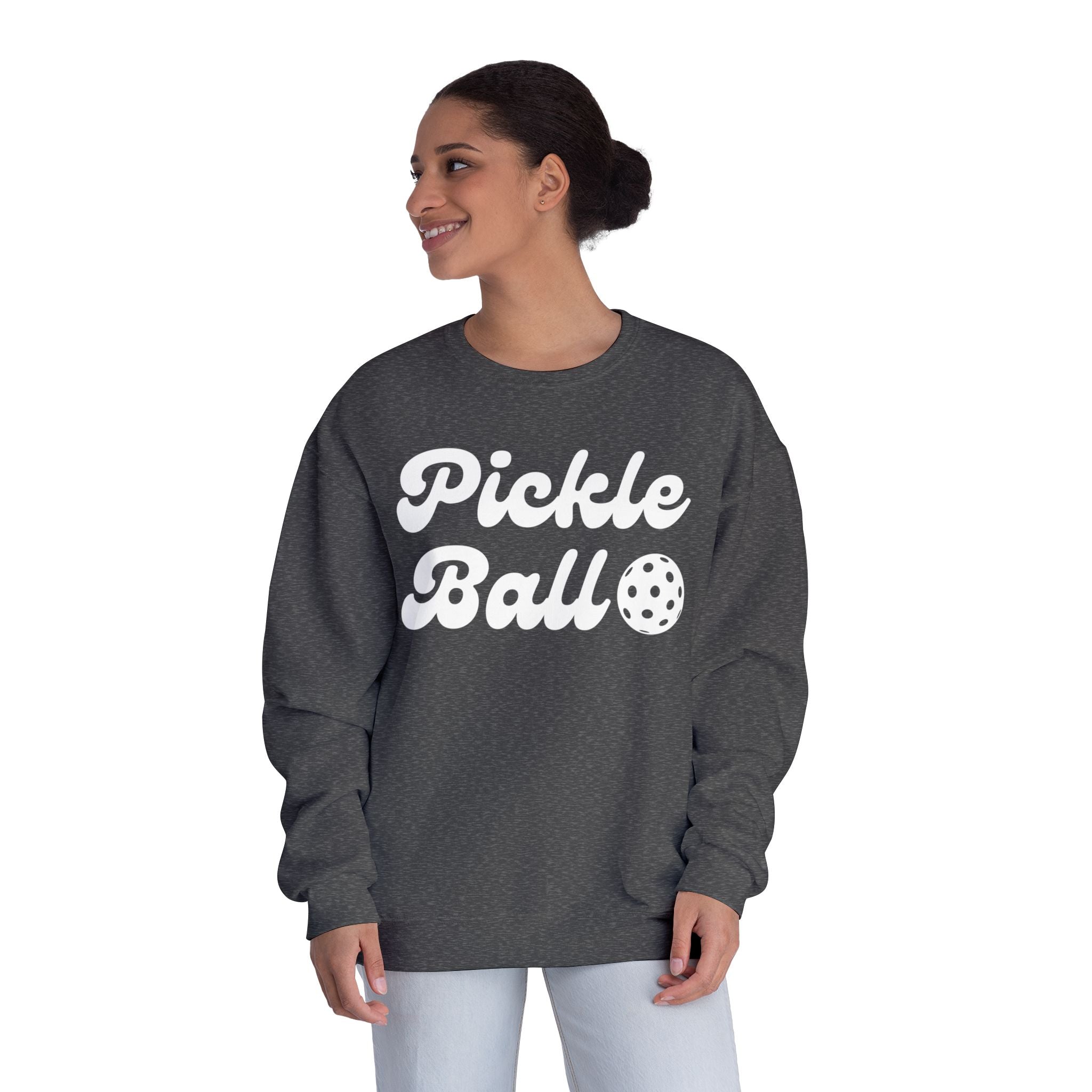 Pickleball. Ladies, Crew Neck, Medium-Heavy NuBlend fleece/cotton, Graphic Sweatshirt. Pickleball. 9 Colors to choose from.