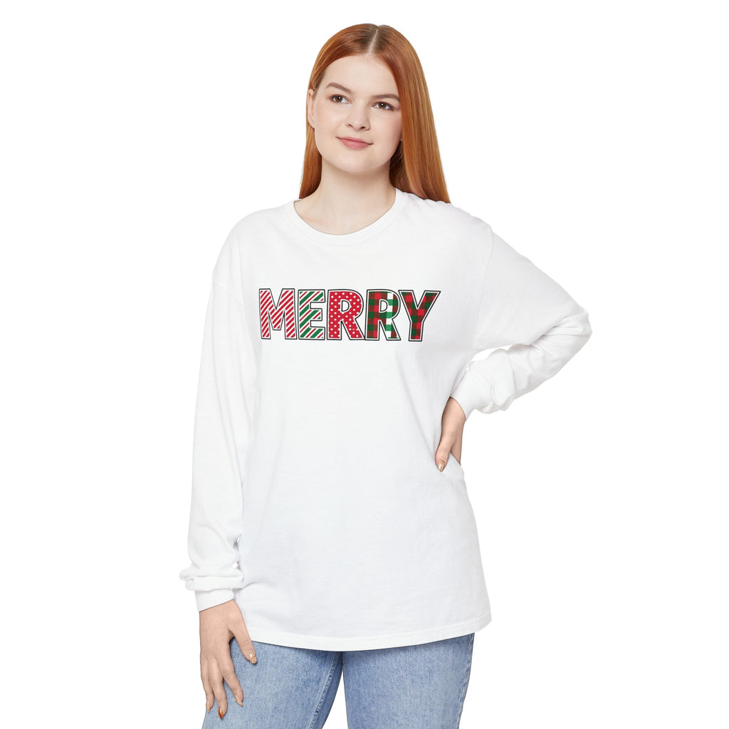 Holiday Moon. Unisex, Crew Neck, Long Sleeve, Graphic T-Shirt. Merry.