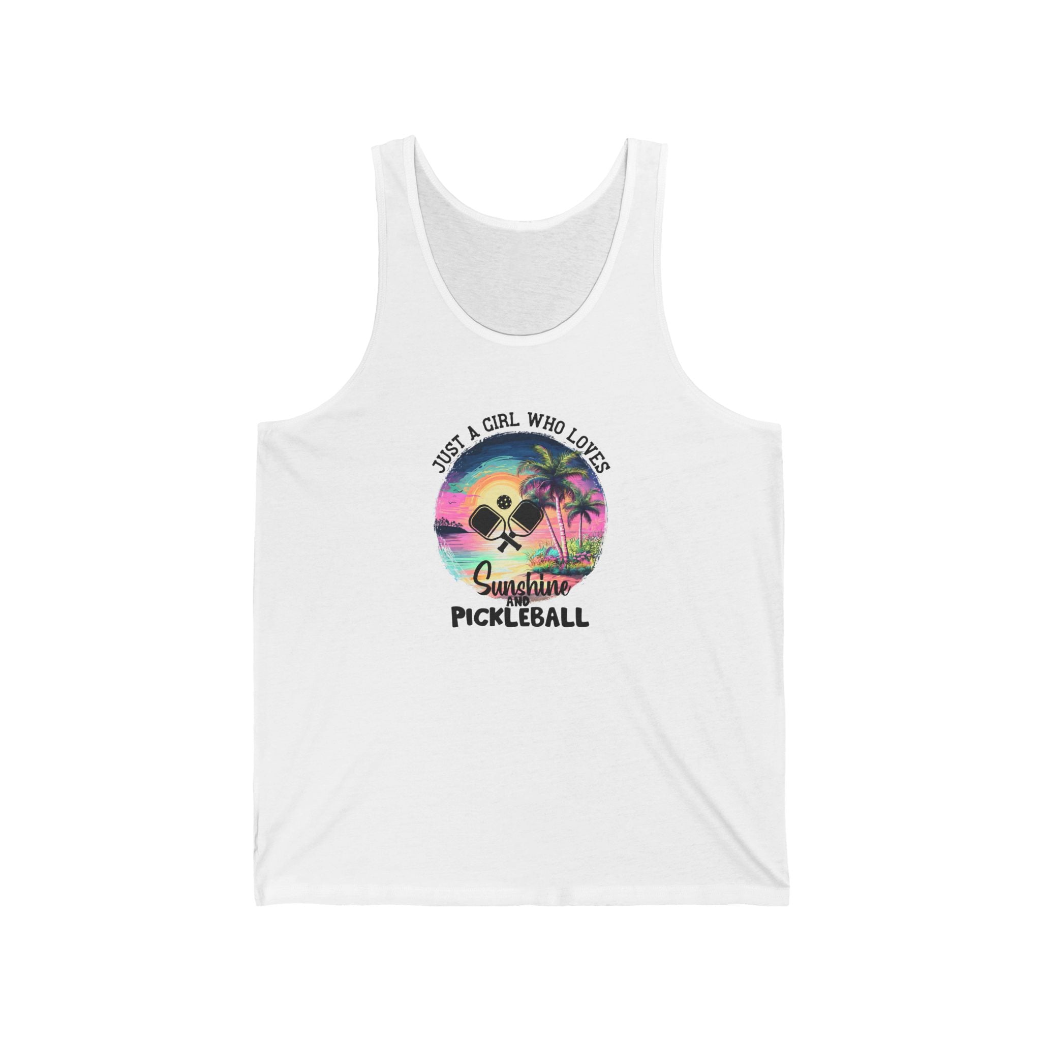 Pickleball. Unisex Jersey Tank.  Pickleball. Sunshine.
