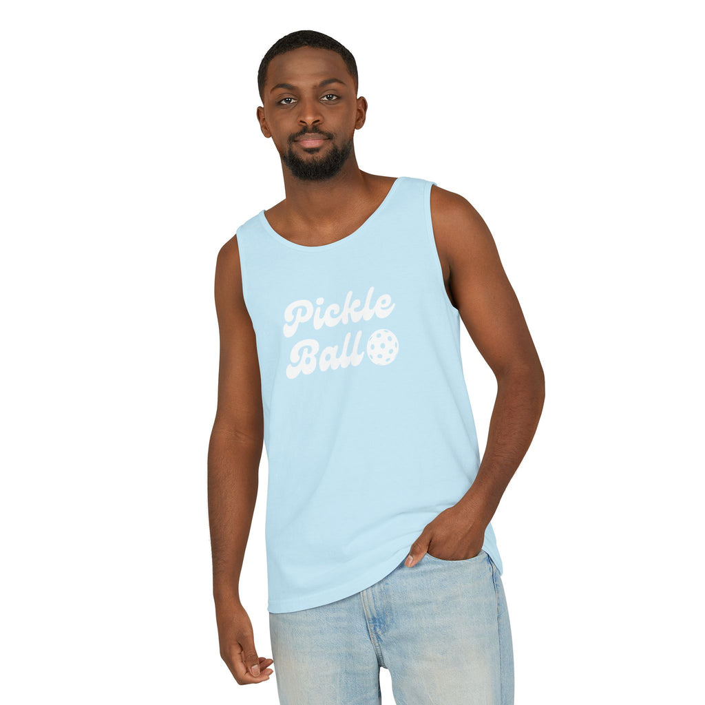 Pickleball. Mens, Lightweight, Cotton, Graphic Tank. Pickleball.