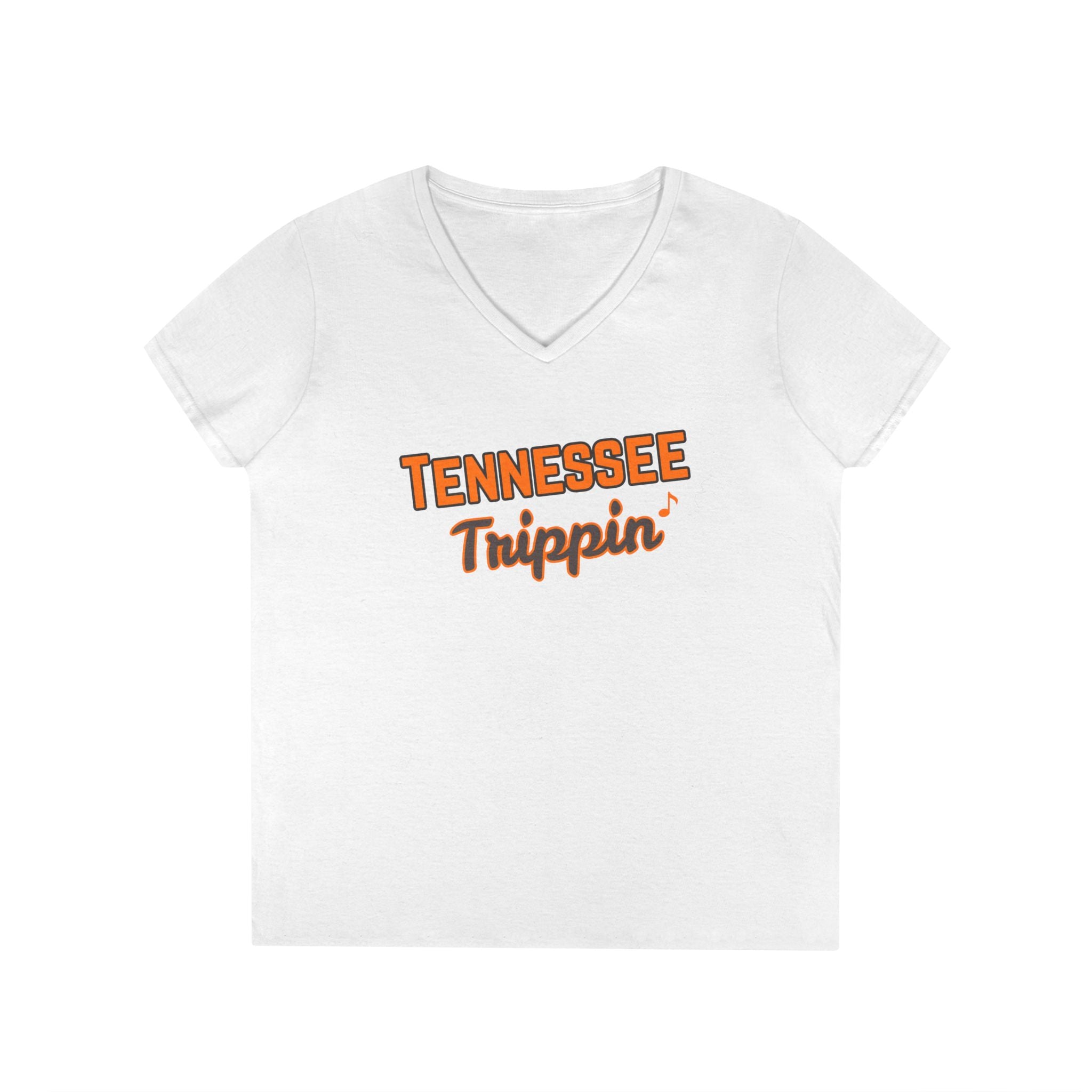 Under the Country Moon. Ladies, V-Neck, Short Sleeve, Graphic T-Shirt.  Tennessee Trippin'.