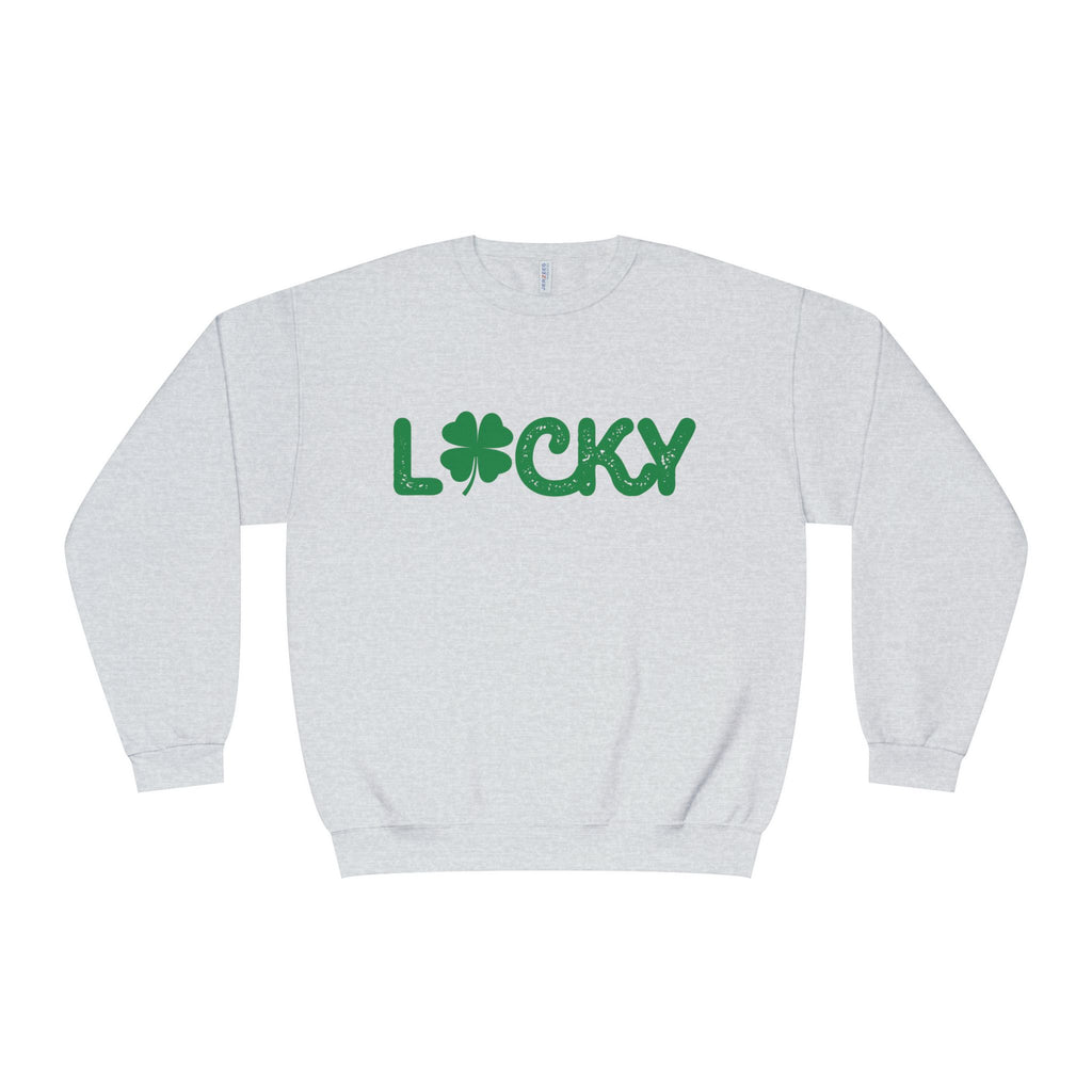 Lucky Moon. Ladies, Crew Neck, Medium-Heavy NuBlend fleece/cotton, Graphic Sweatshirt. Lucky/Shamrock.