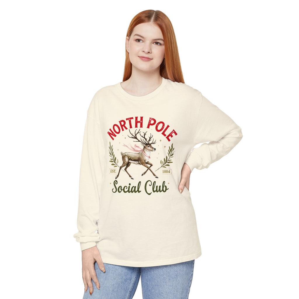 Holiday Moon. Unisex, Crew Neck, Long Sleeve, Graphic T-Shirt. North Pole Social Club.