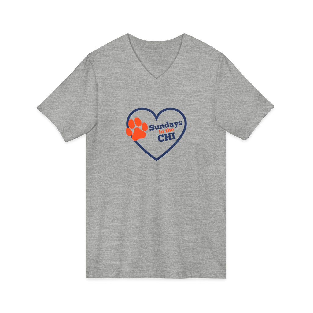 Sporty Soul. Unisex, V-Neck, Short Sleeve, Graphic T-Shirt. Sundays in the Chi.