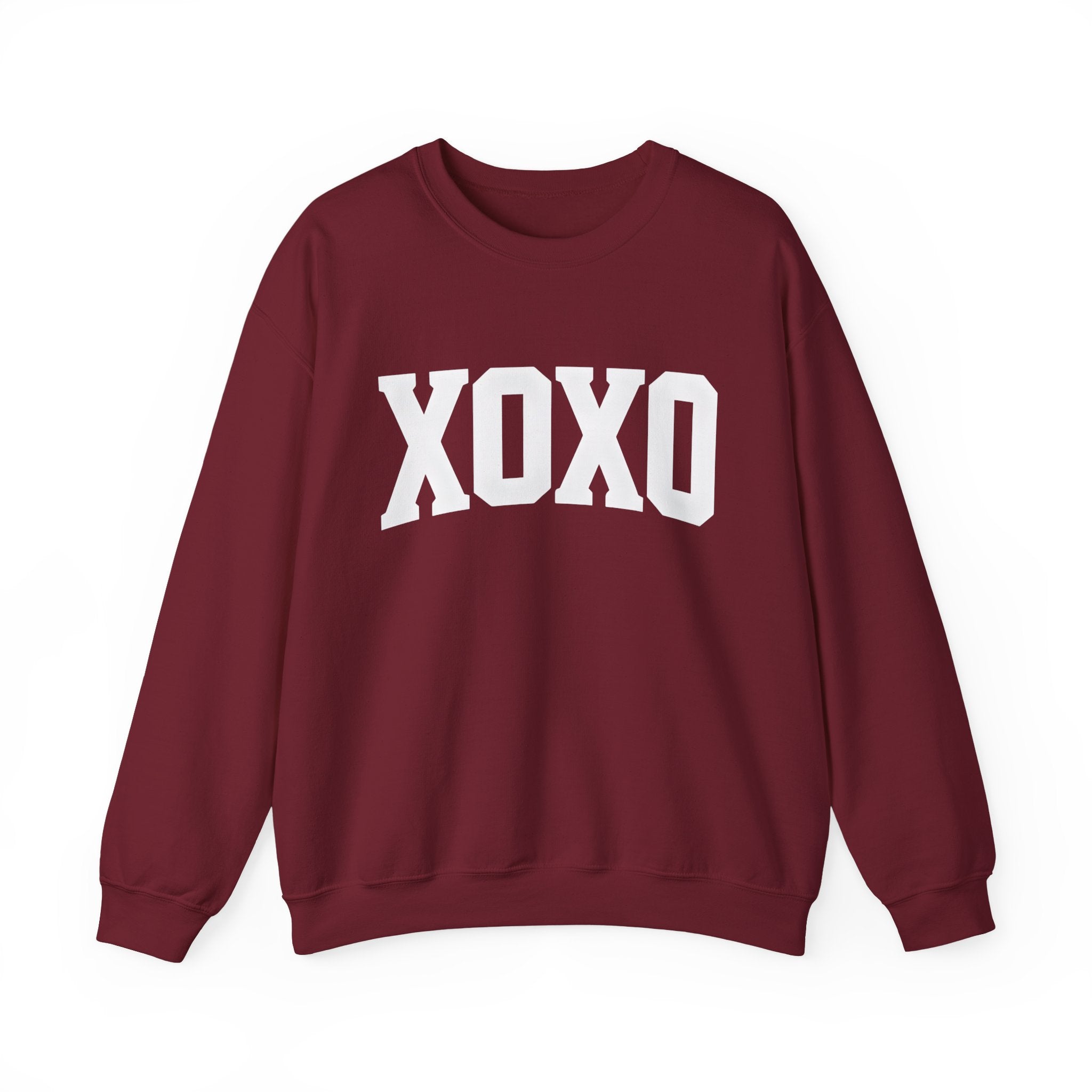 A Valentine Holiday Moon. Ladies, Crew Neck, durable 50/50 cotton poly blend, Graphic Sweatshirt.XOXO.