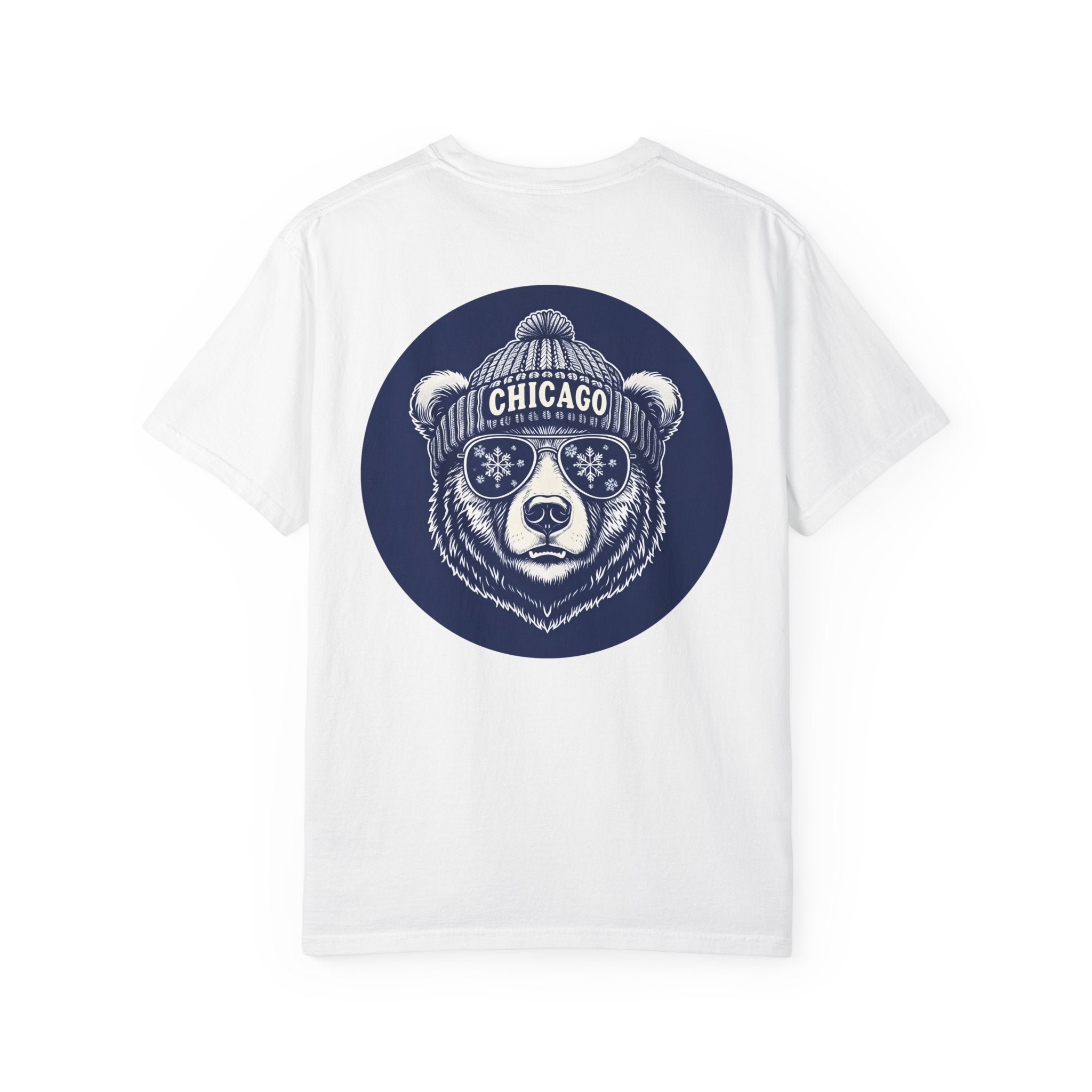 Sporty Soul. Unisex, Garment-Dyed, Crew Neck, Short Sleeve, Graphic on the Back T-Shirt. Retro Winter Beanie Bear.