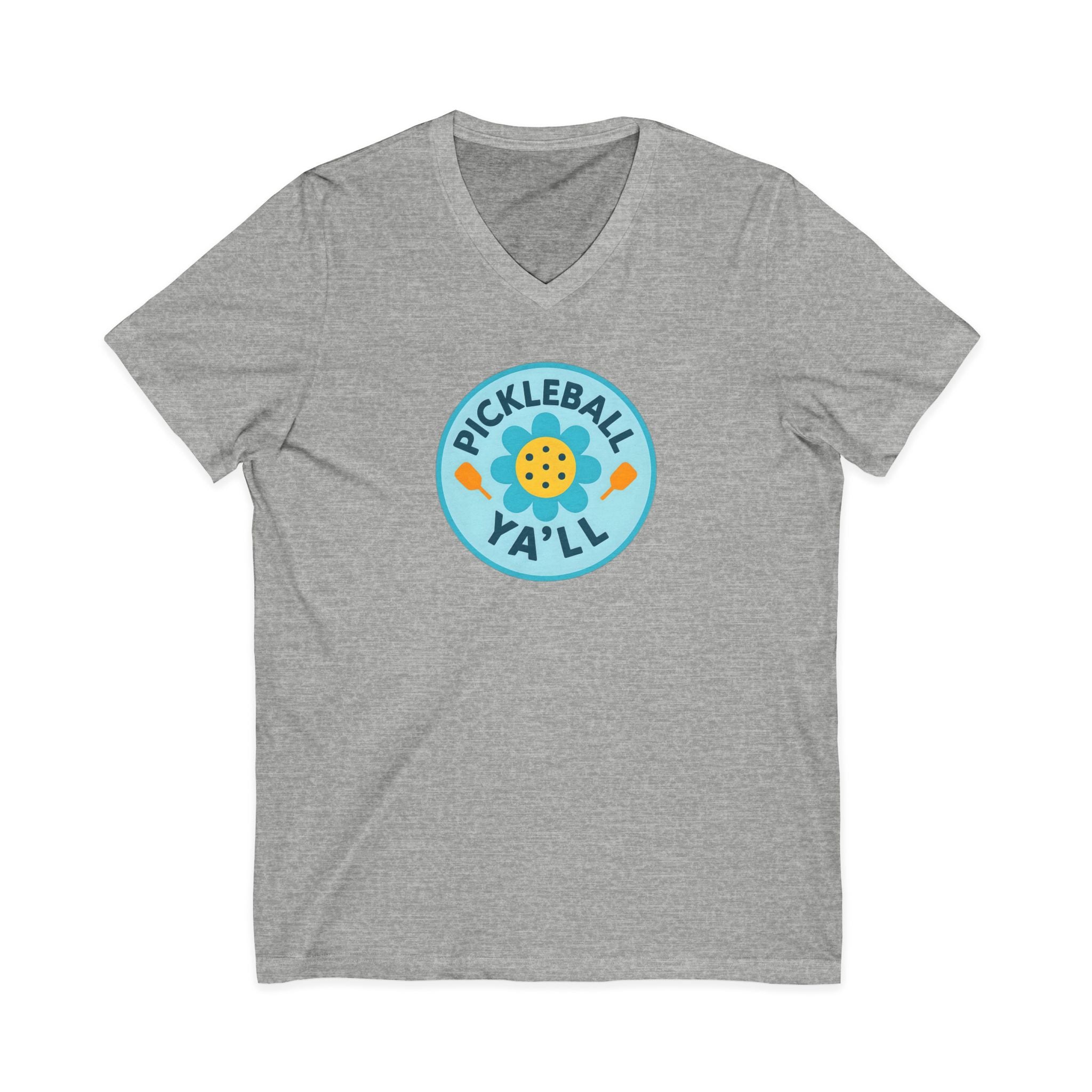 Pickleball. Unisex, V-Neck, Short Sleeve, Graphic T-Shirt. Pickleball Y'all.