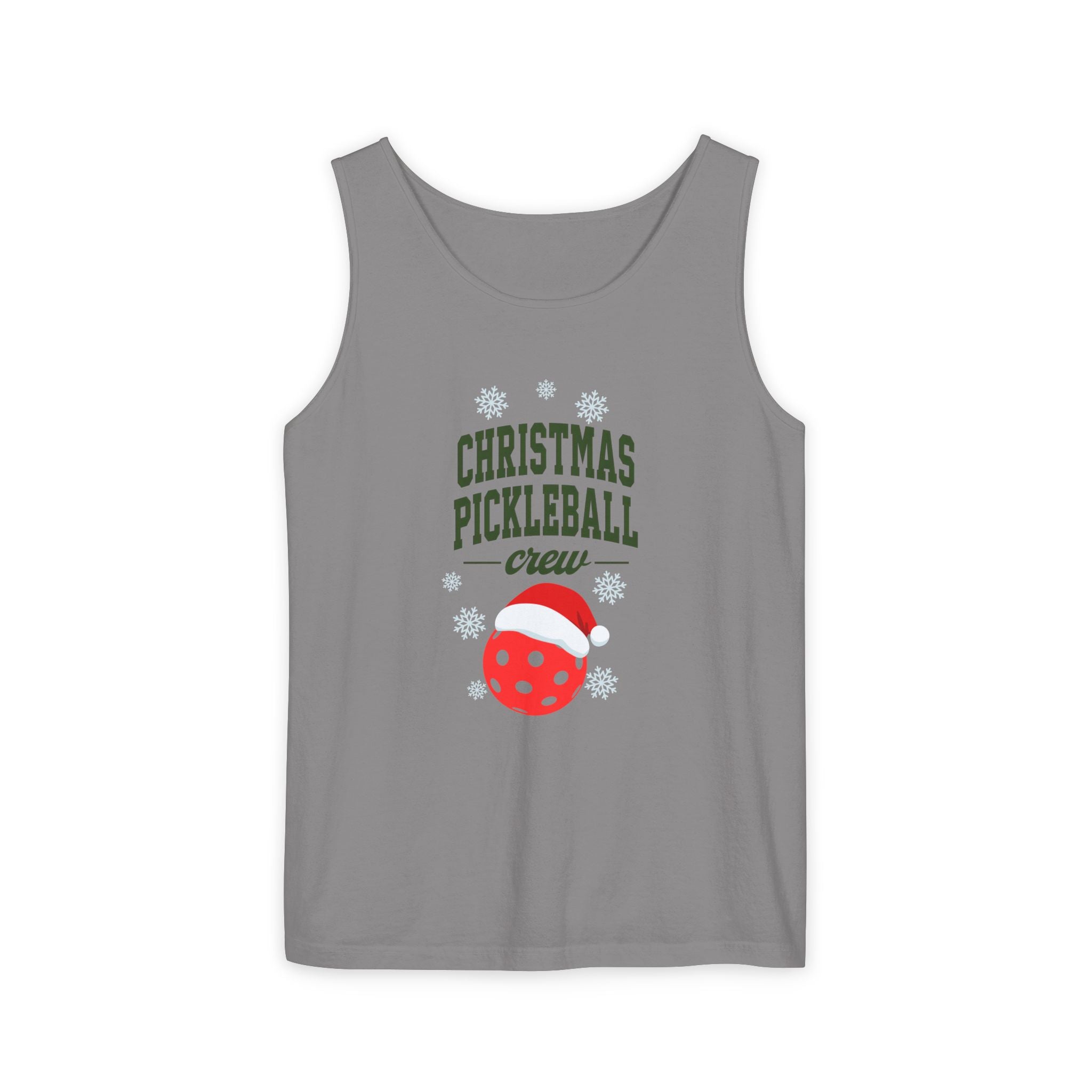 Holiday Moon. Unisex, Lightweight, Cotton, Graphic Tank. Christmas Pickleball Crew.