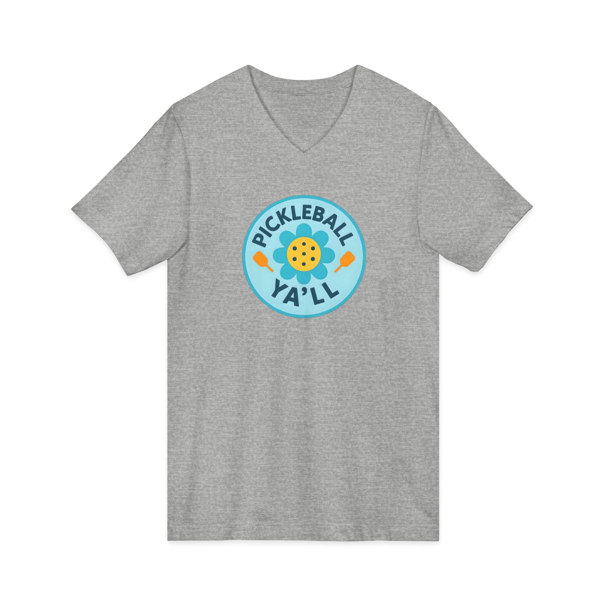 Pickleball. Unisex, V-Neck, Short Sleeve, Graphic T-Shirt. Pickleball Y'all.