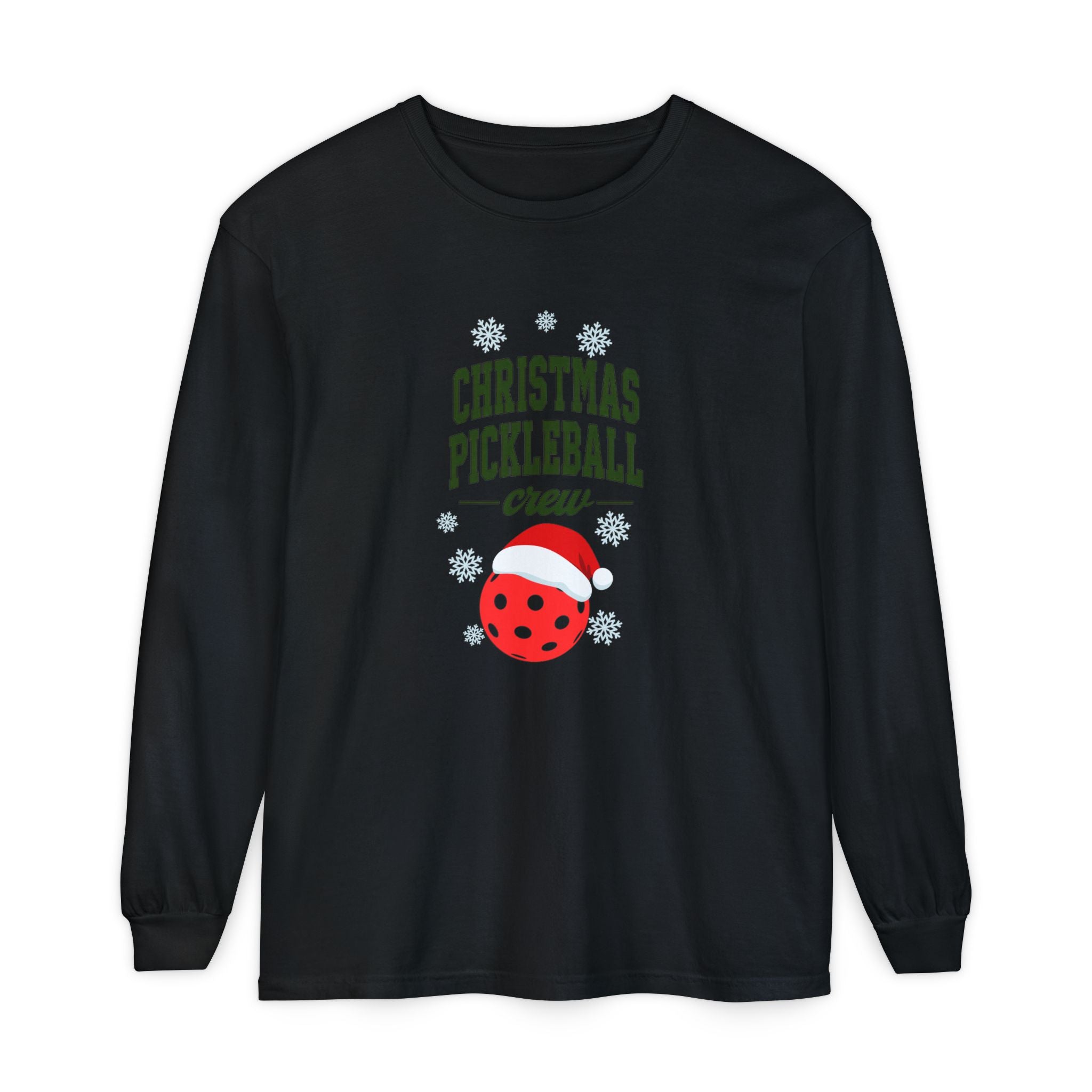 Holiday Moon. Unisex, Crew Neck, Long Sleeve, Graphic T-Shirt. Christmas Pickleball Crew.