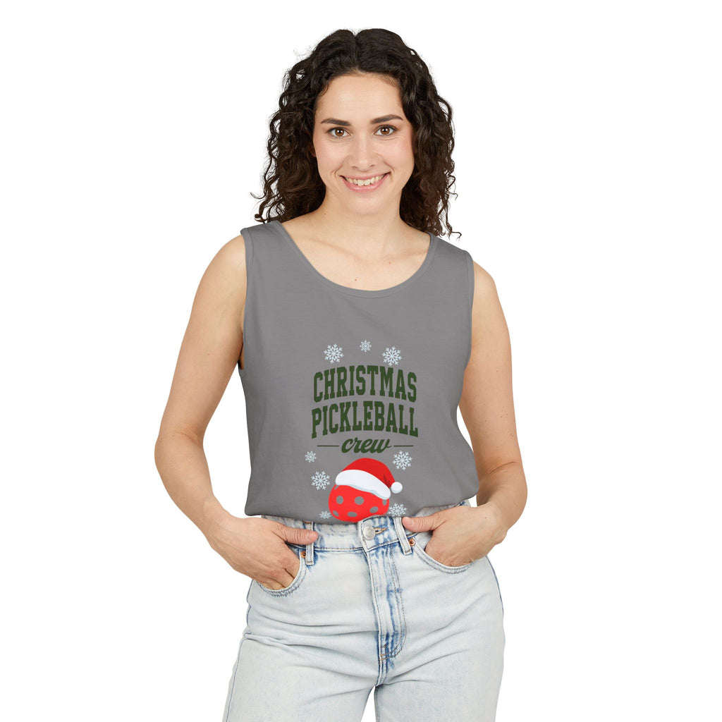 Holiday Moon. Unisex, Lightweight, Cotton, Graphic Tank. Christmas Pickleball Crew.