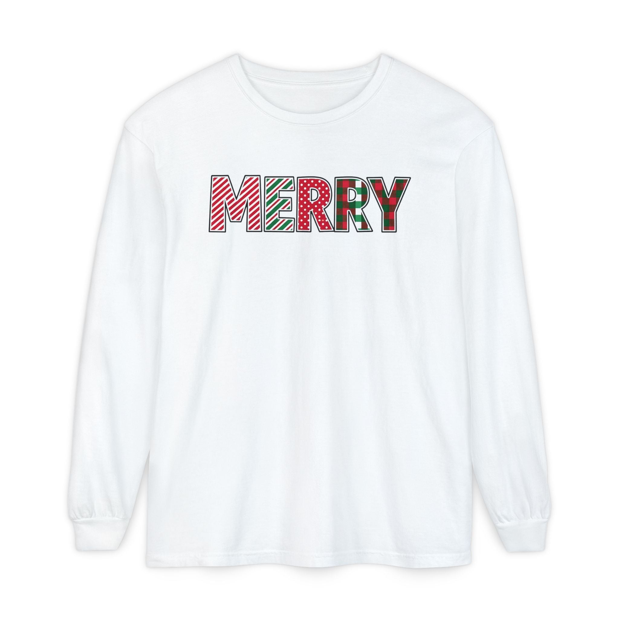 Holiday Moon. Unisex, Crew Neck, Long Sleeve, Graphic T-Shirt. Merry.