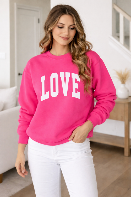 A Valentine Holiday Moon. Ladies, Crew Neck, Medium-Heavy NuBlend fleece/cotton, Graphic Sweatshirt. LOVE.