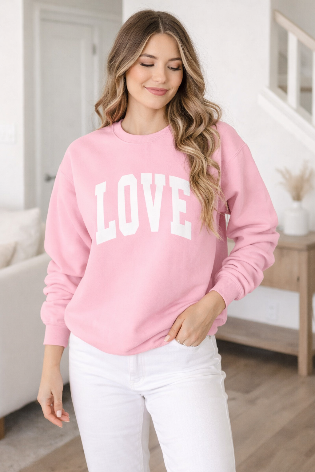 A Valentine Holiday Moon. Ladies, Crew Neck, Medium-Heavy NuBlend fleece/cotton, Graphic Sweatshirt. LOVE.