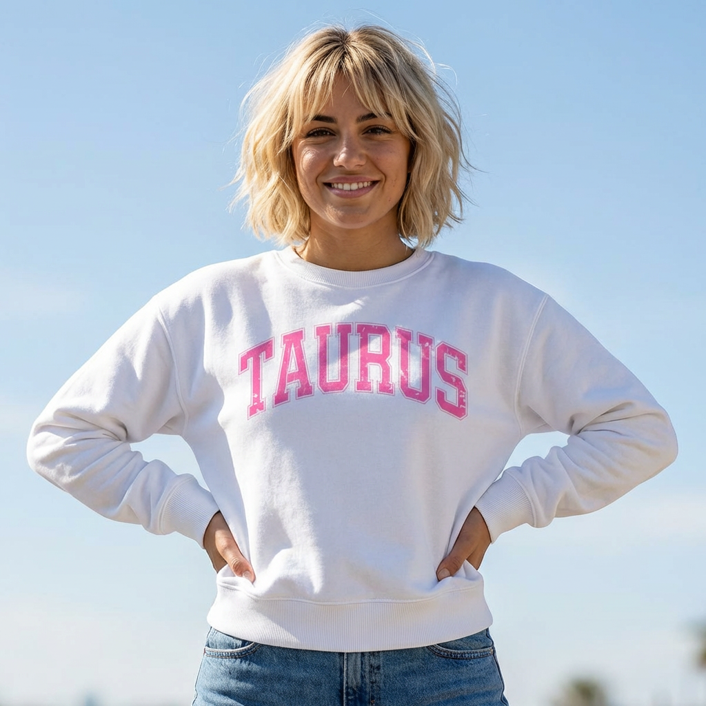 The Zodiac Collection. Unisex Garment-Dyed Crew Neck, Graphic Sweatshirt. Taurus.
