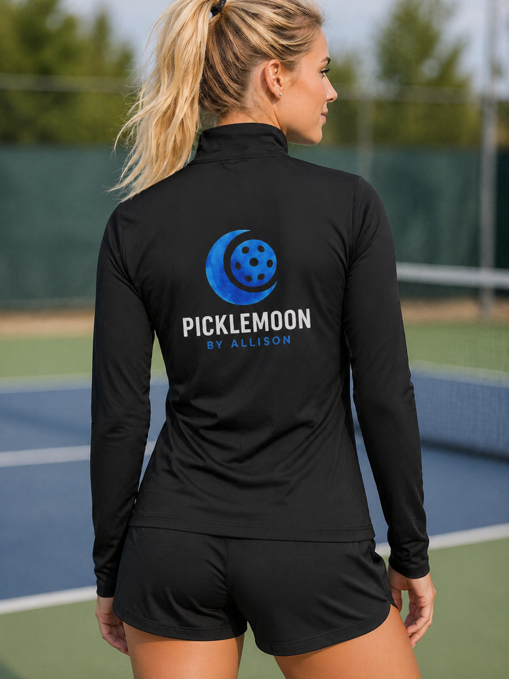 Picklemoon Swag. 1/4 Zip Pullover – Women’s Athletic Quarter Zip – Lightweight Pickleball Jacket – Back Logo Performance Top.