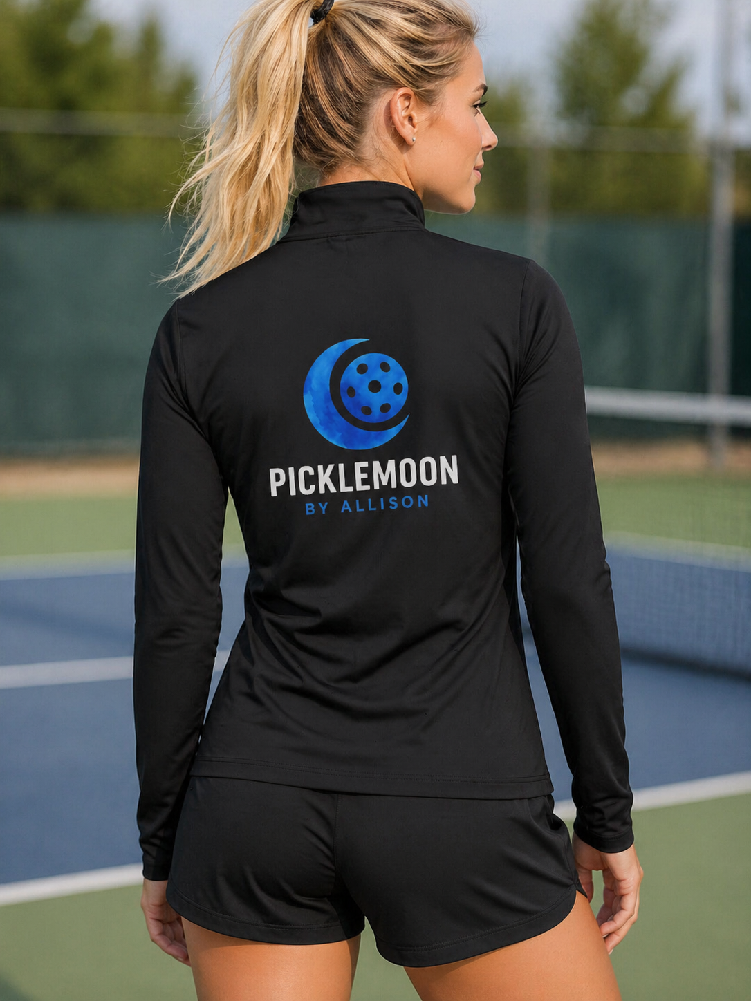 Picklemoon Swag. 1/4 Zip Pullover – Women’s Athletic Quarter Zip – Lightweight Pickleball Jacket – Back Logo Performance Top.