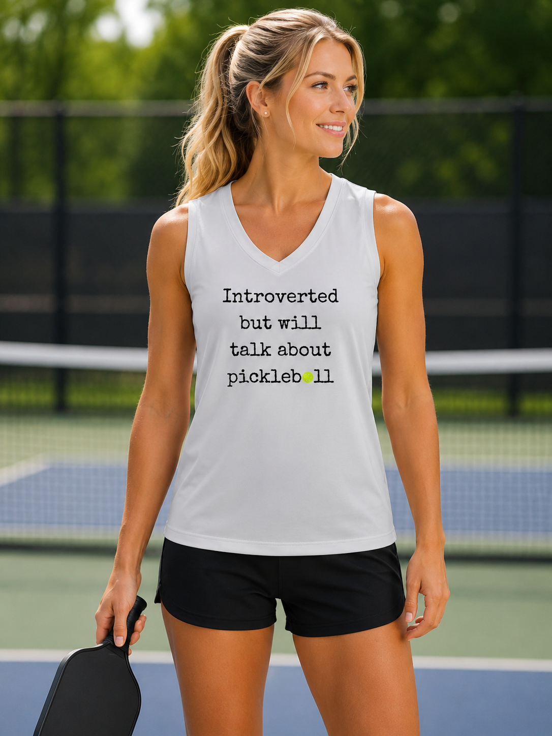 A New Pickleball Dryfit. Ladies Athletic Tank – Lightweight Pickleball Performance Top | Sleeveless Activewear. Introverted.